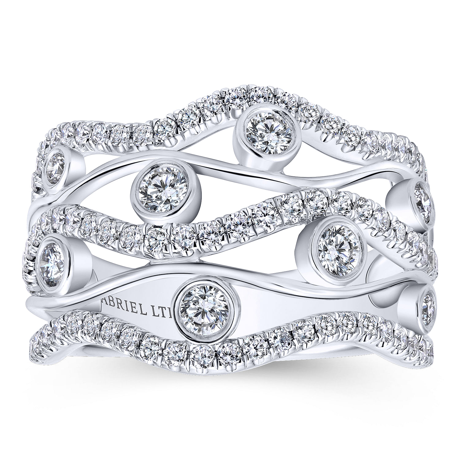 18k White Gold Pave Diamond Wide Band Ladies 18k White Gold Pave Diamond Wide Band Ladies
