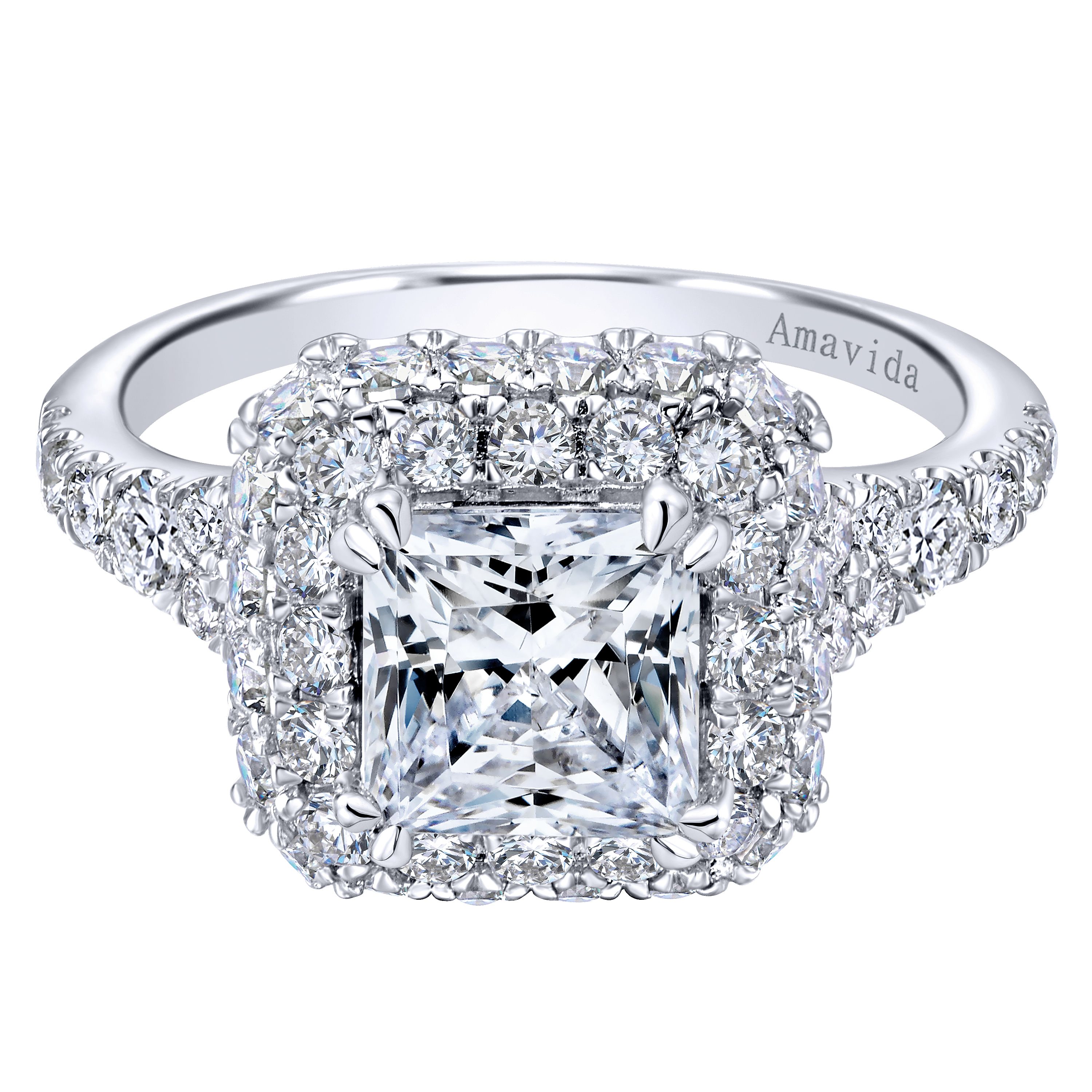 vera wang 18ct white gold 0.69 ct princess cut halo ring