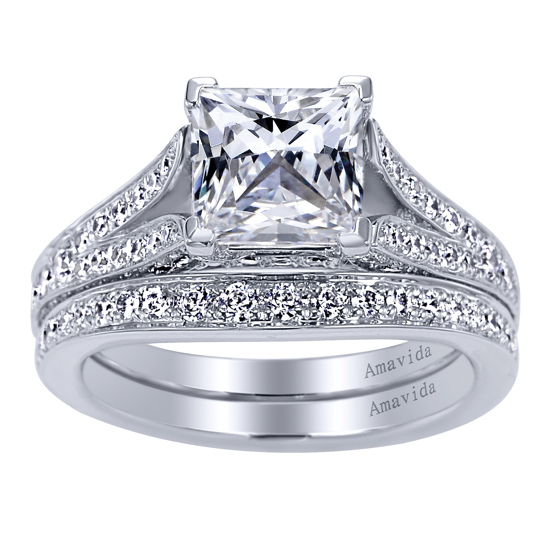 25k White Gold Princess Cut Split Shank Engagement Ring | ER25W25JJ