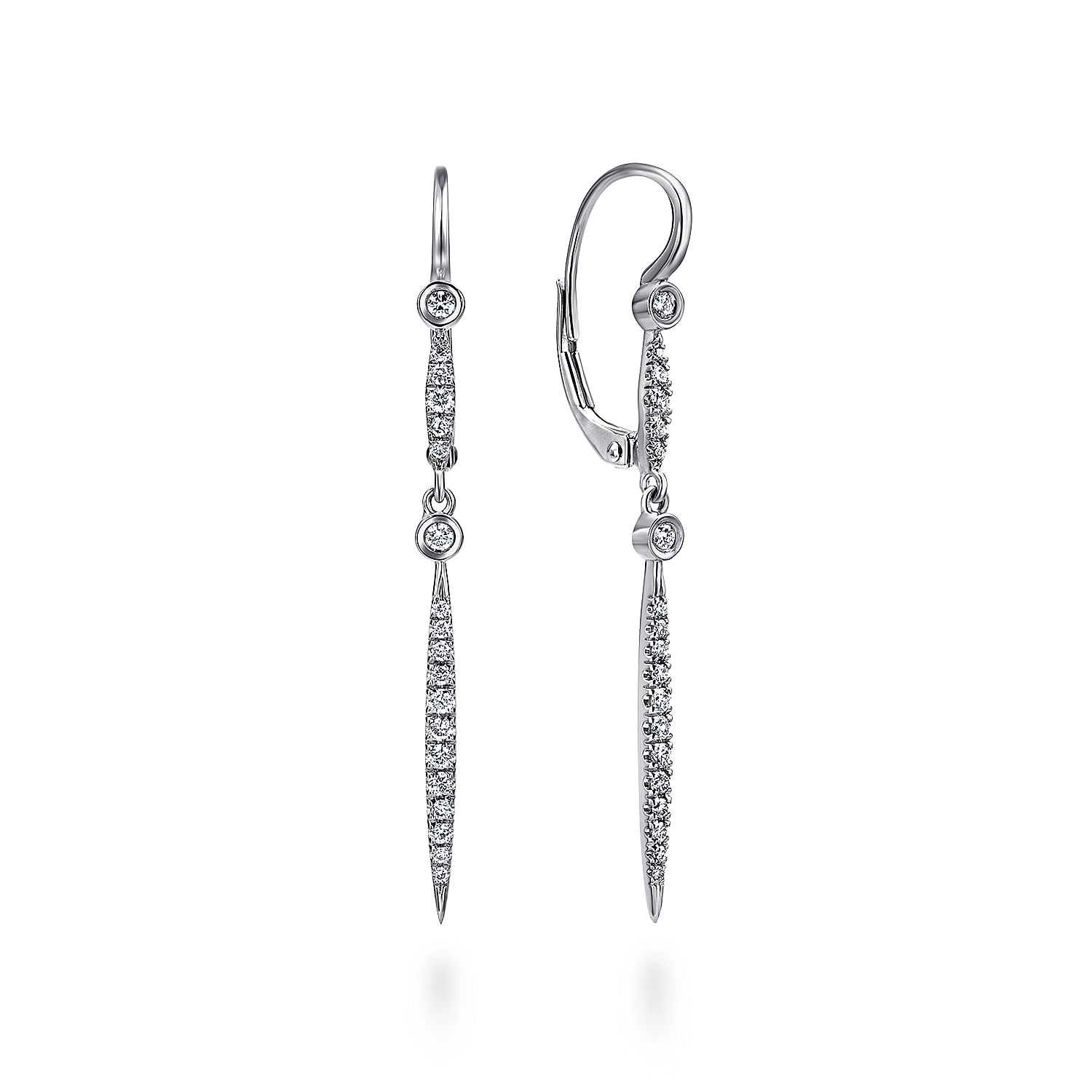 18k White Gold Round Diamond Column Drop 18k White Gold Round Diamond Column Drop