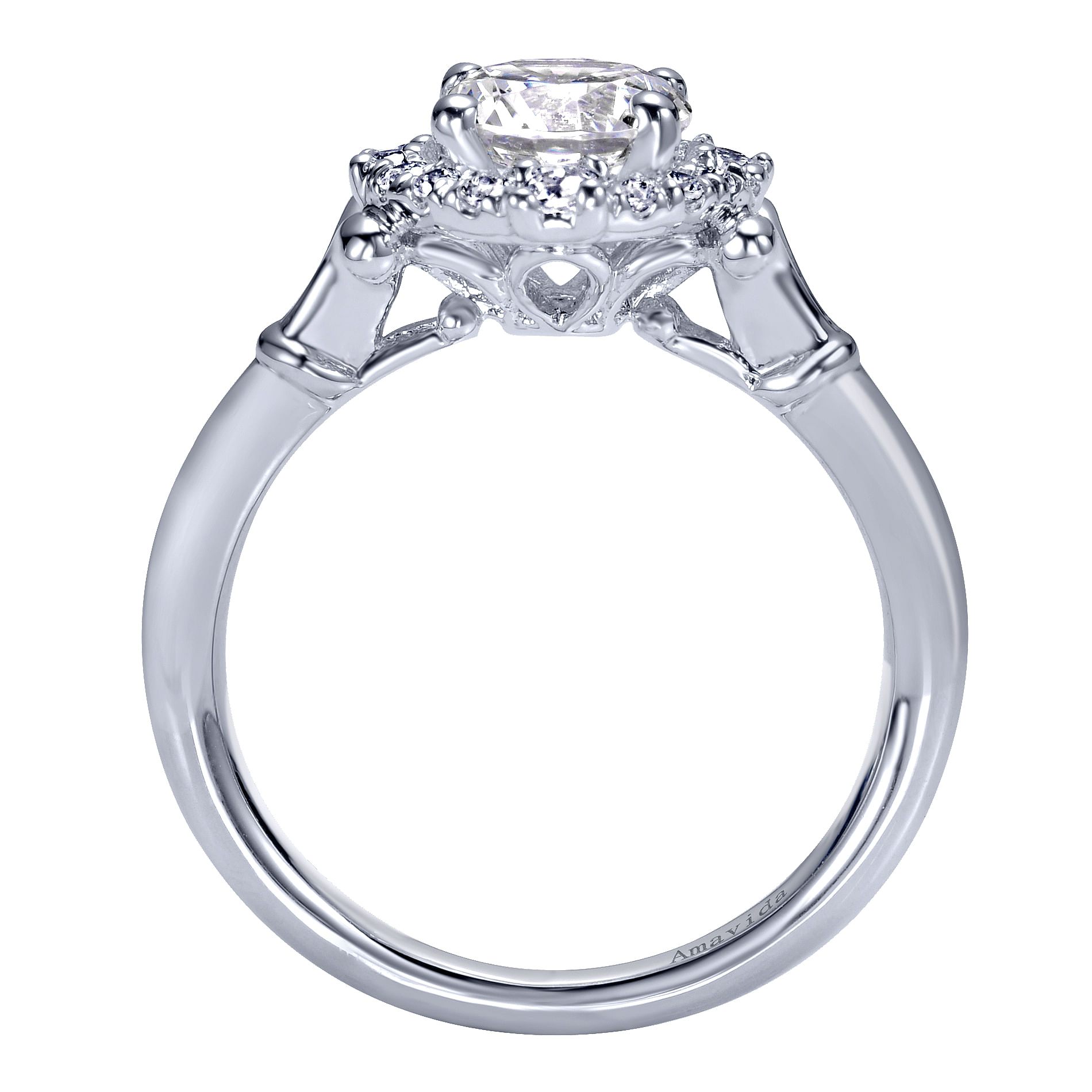 18k White Gold Round Halo Engagement Ring angle 2 18k White Gold Round Halo Engagement Ring angle 2