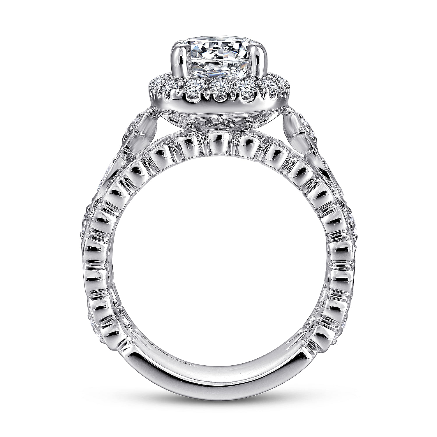 18k White Gold Round Halo Engagement Ring angle 2 18k White Gold Round Halo Engagement Ring angle 2