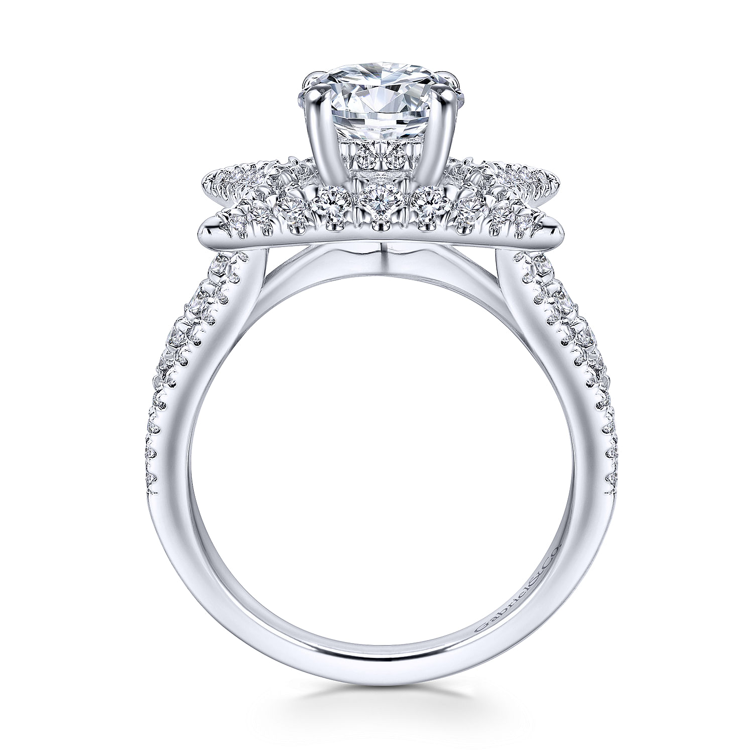 18k White Gold Round Halo Engagement Ring angle 2 18k White Gold Round Halo Engagement Ring angle 2