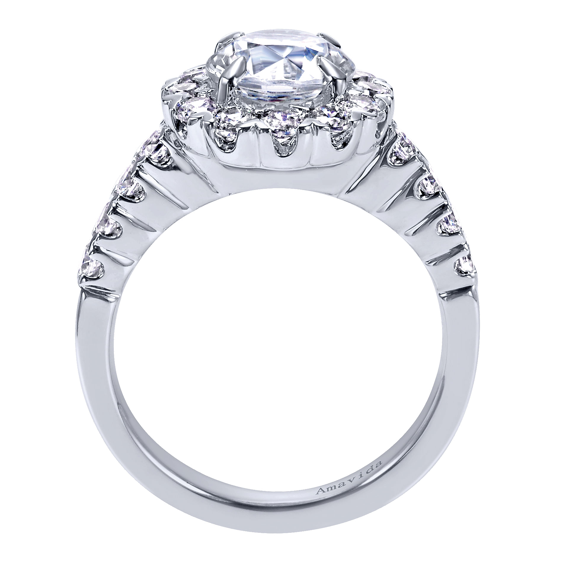 18k White Gold Round Halo Engagement Ring angle 2 18k White Gold Round Halo Engagement Ring angle 2
