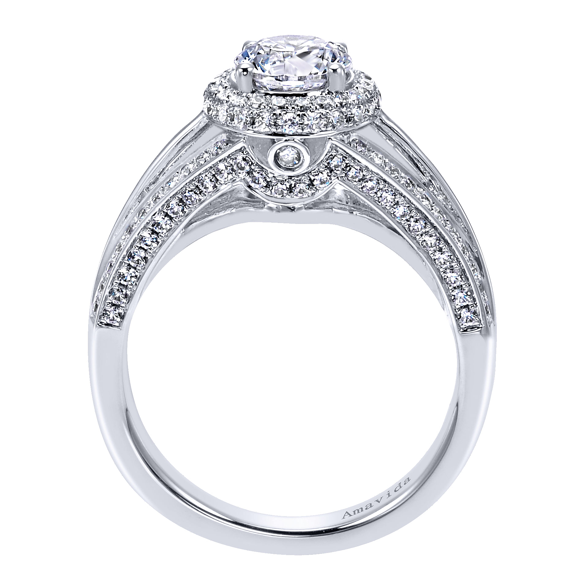 18k White Gold Round Halo Engagement Ring angle 2 18k White Gold Round Halo Engagement Ring angle 2