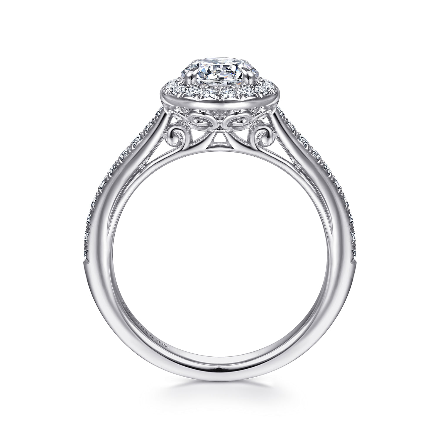 18k White Gold Round Halo Engagement Ring angle 2 18k White Gold Round Halo Engagement Ring angle 2