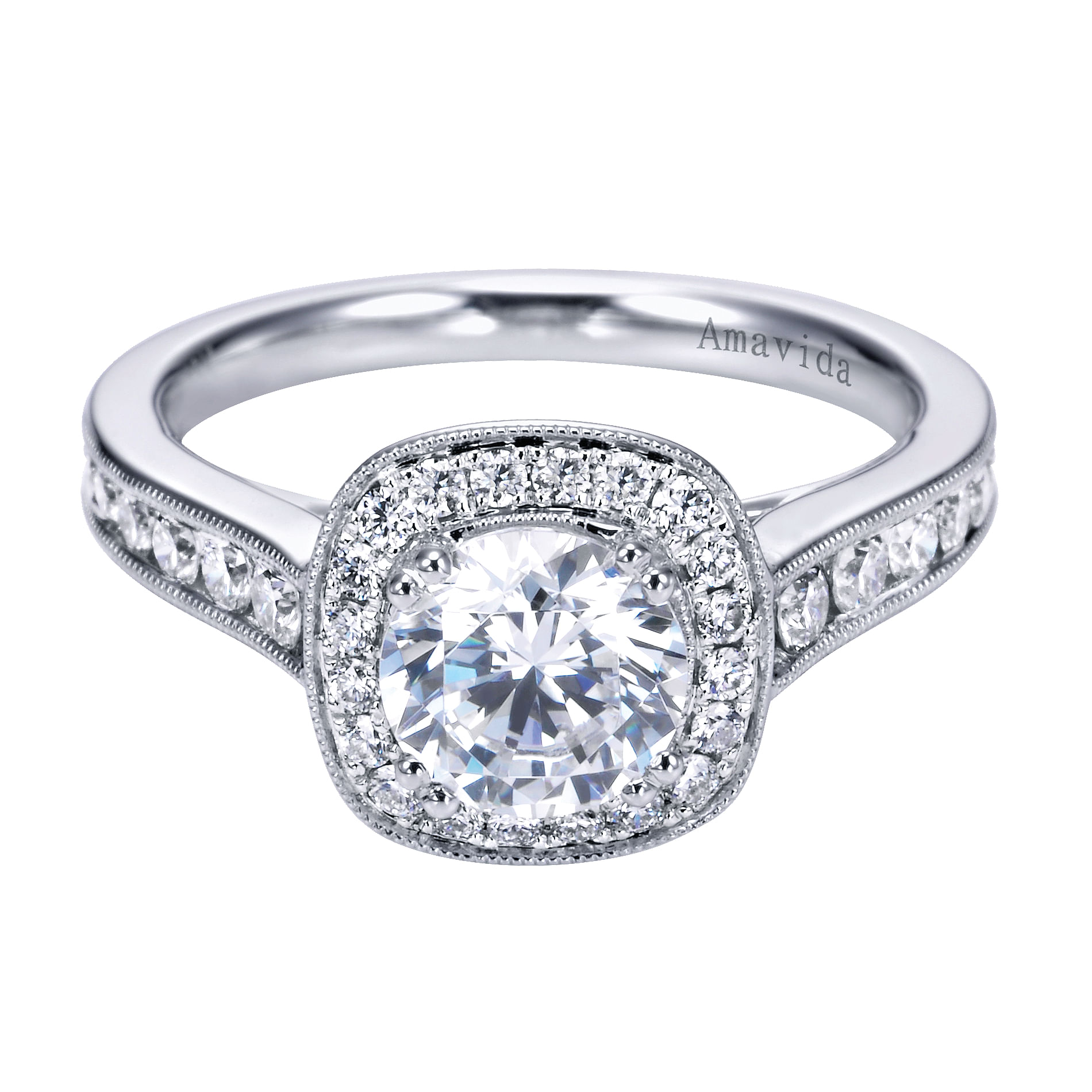 Vintage 18k White Gold Round Halo Vintage 18k White Gold Round Halo