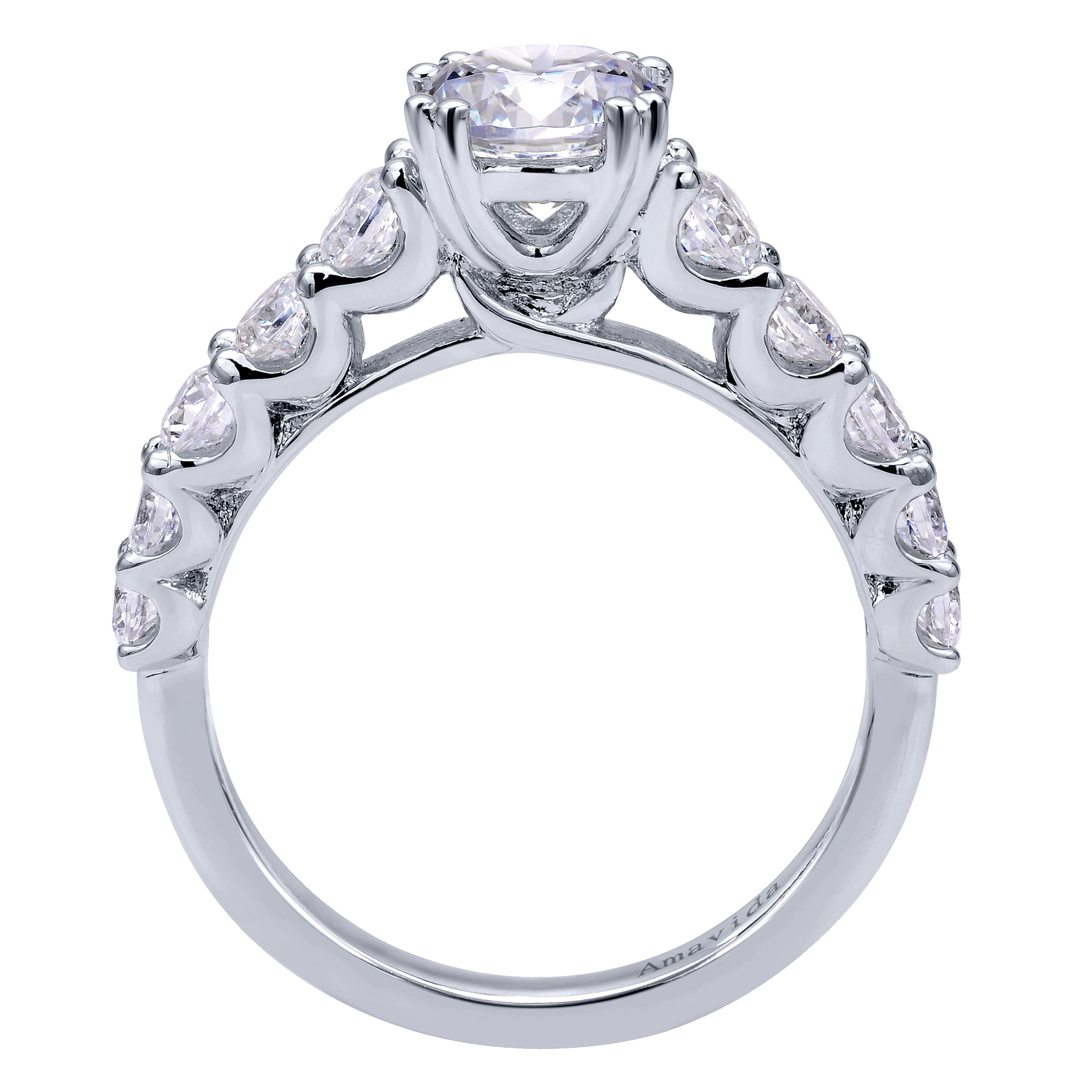 18k White Gold Round Straight Engagement Ring angle 2 18k White Gold Round Straight Engagement Ring angle 2