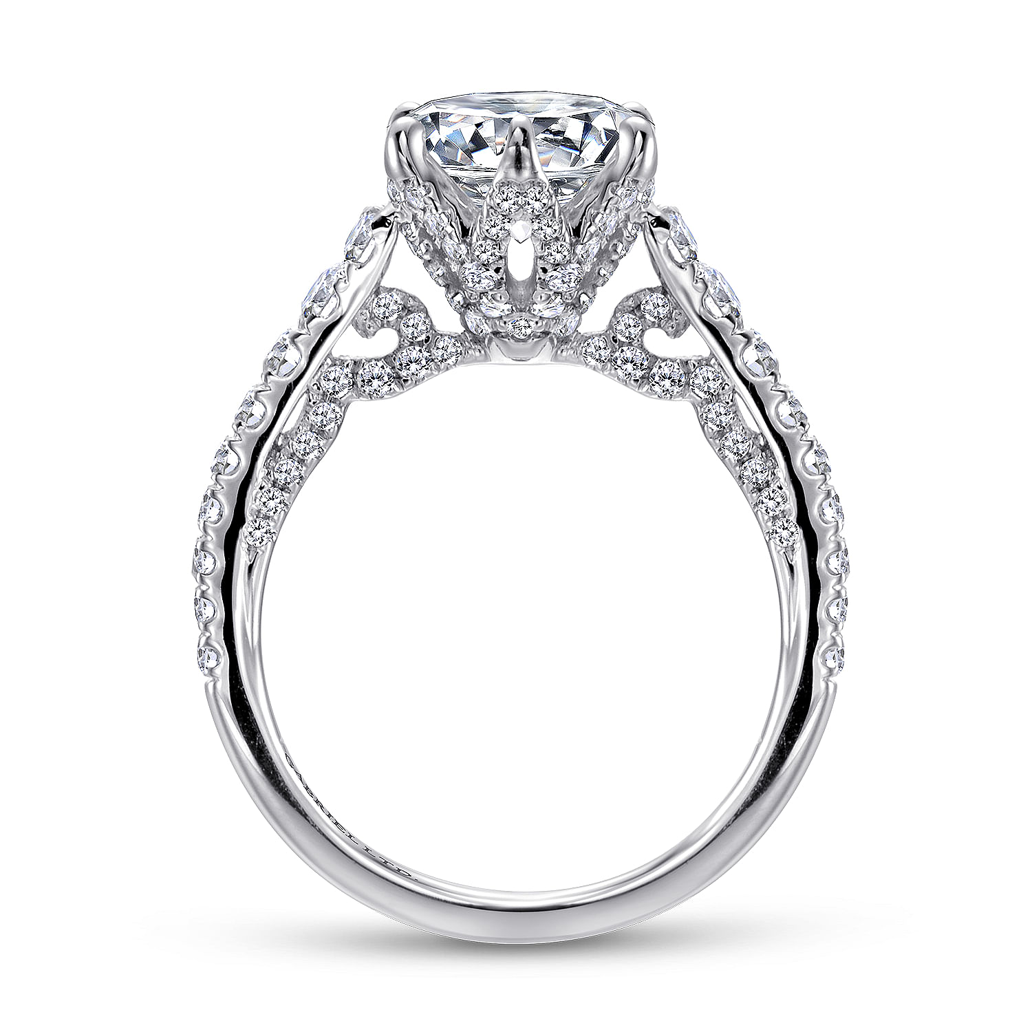 18k White Gold Round Straight Engagement Ring angle 2 18k White Gold Round Straight Engagement Ring angle 2