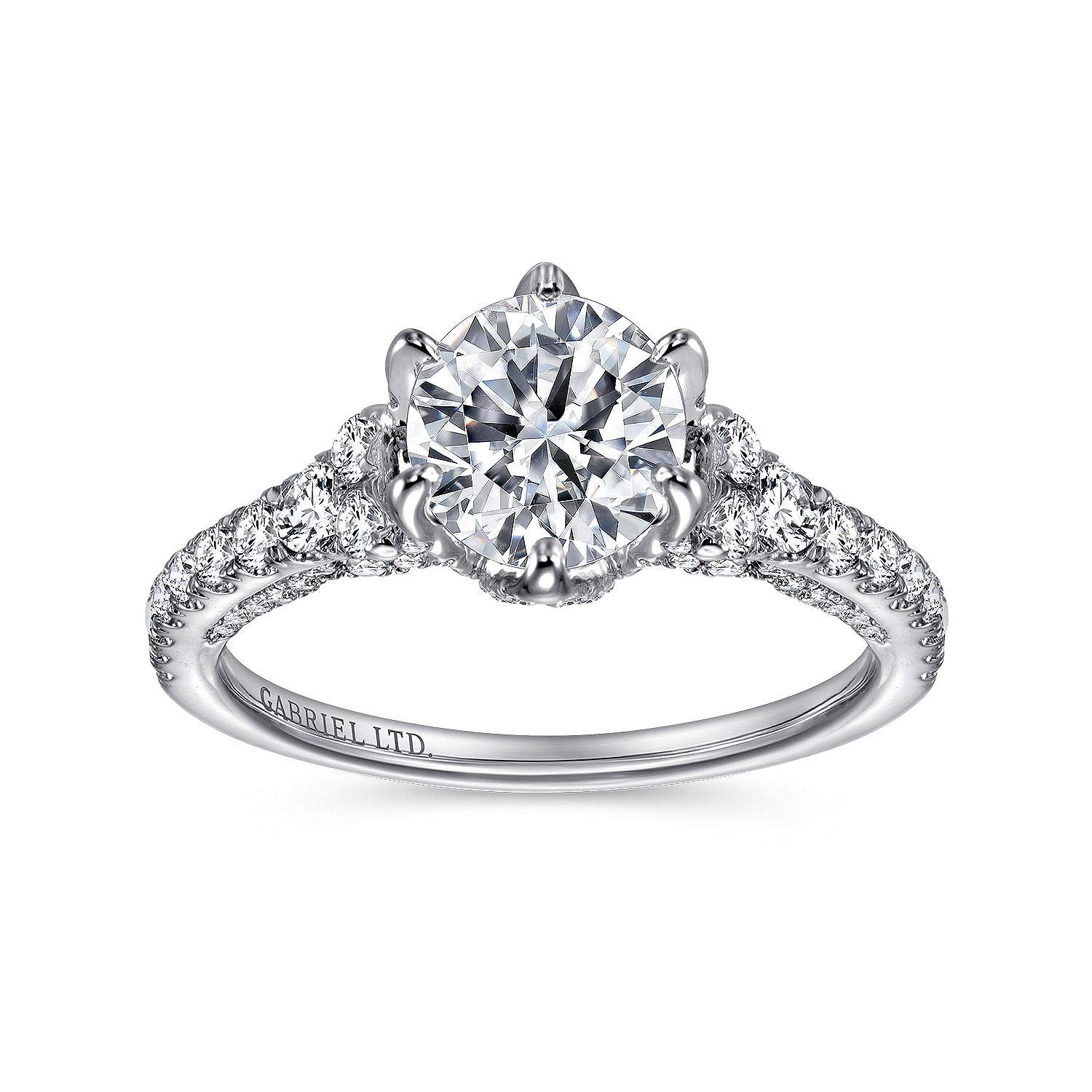 18k White Gold Round Straight Engagement Ring angle 5 18k White Gold Round Straight Engagement Ring angle 5