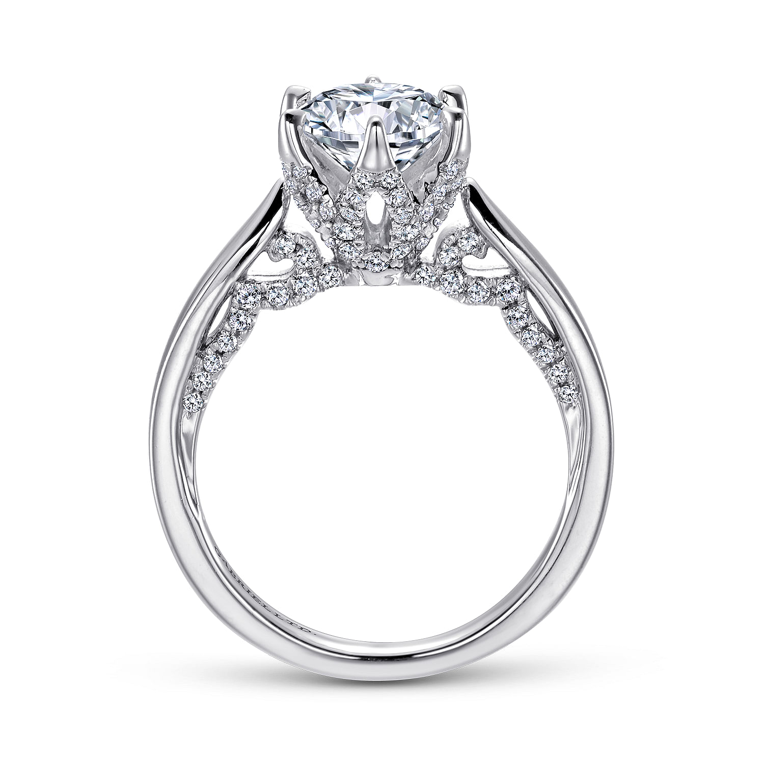 18k White Gold Round Straight Engagement Ring angle 2 18k White Gold Round Straight Engagement Ring angle 2