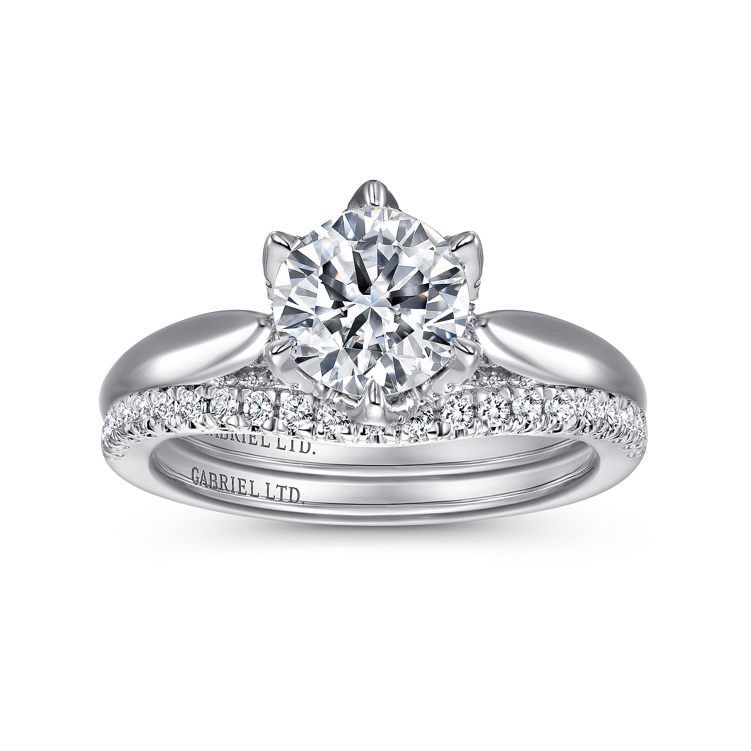 18k White Gold Round Straight Engagement Ring angle 4 18k White Gold Round Straight Engagement Ring angle 4