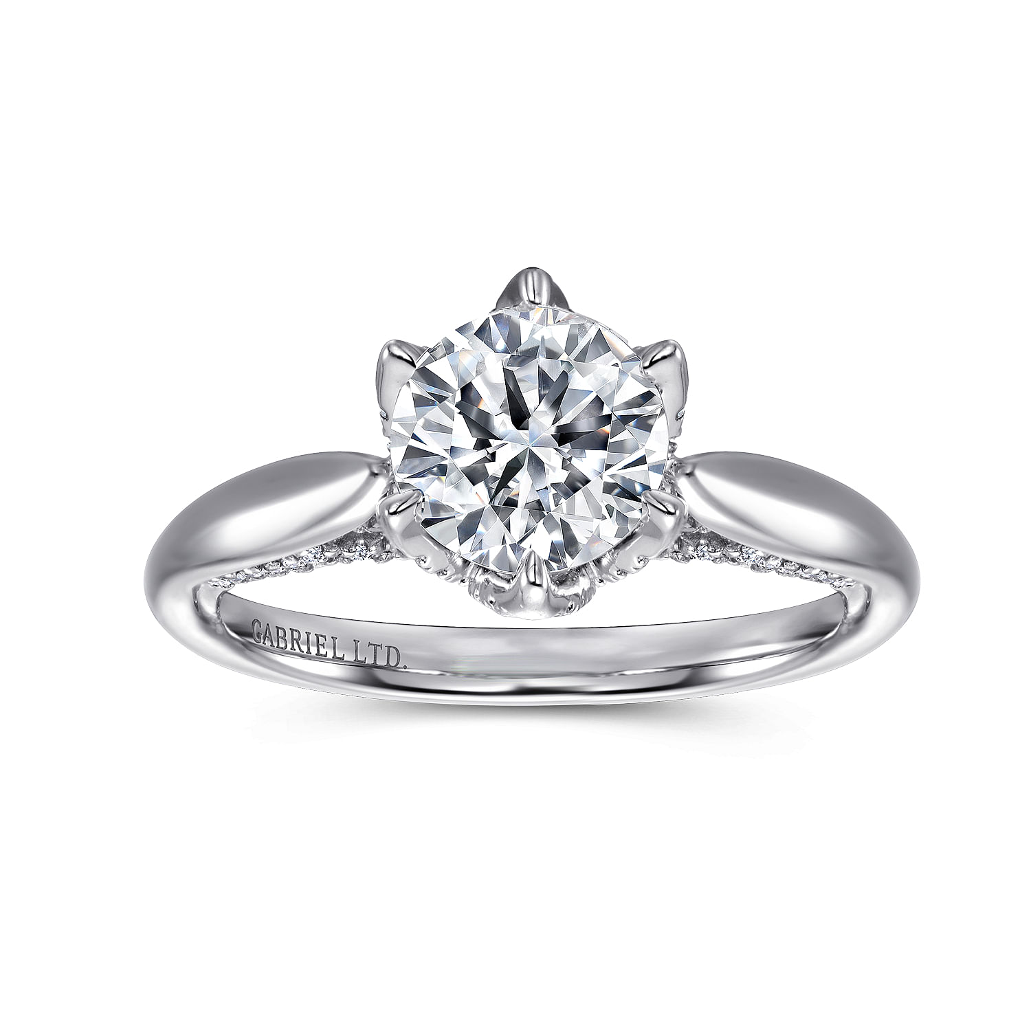 18k White Gold Round Straight Engagement Ring angle 5 18k White Gold Round Straight Engagement Ring angle 5