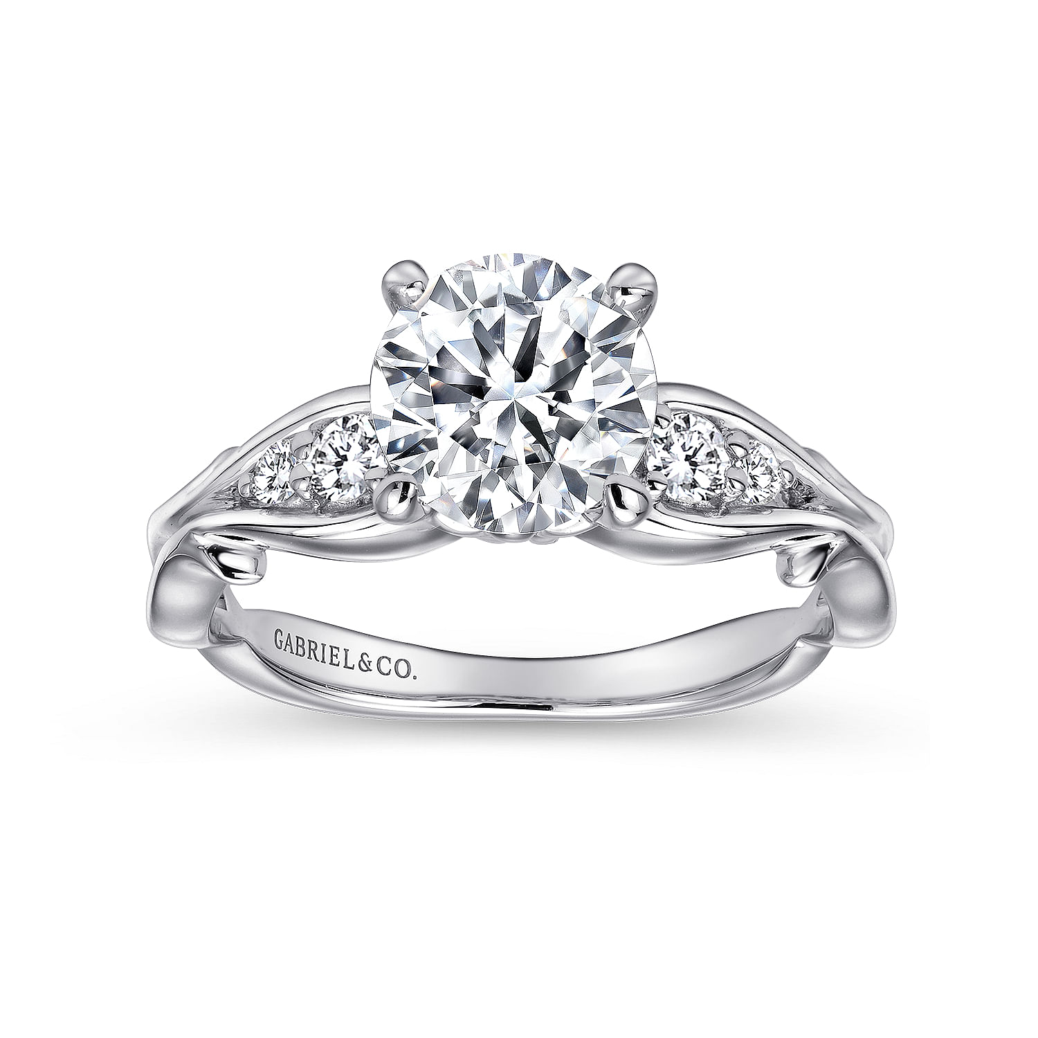 18k White Gold Round Straight Engagement Ring angle 5 18k White Gold Round Straight Engagement Ring angle 5
