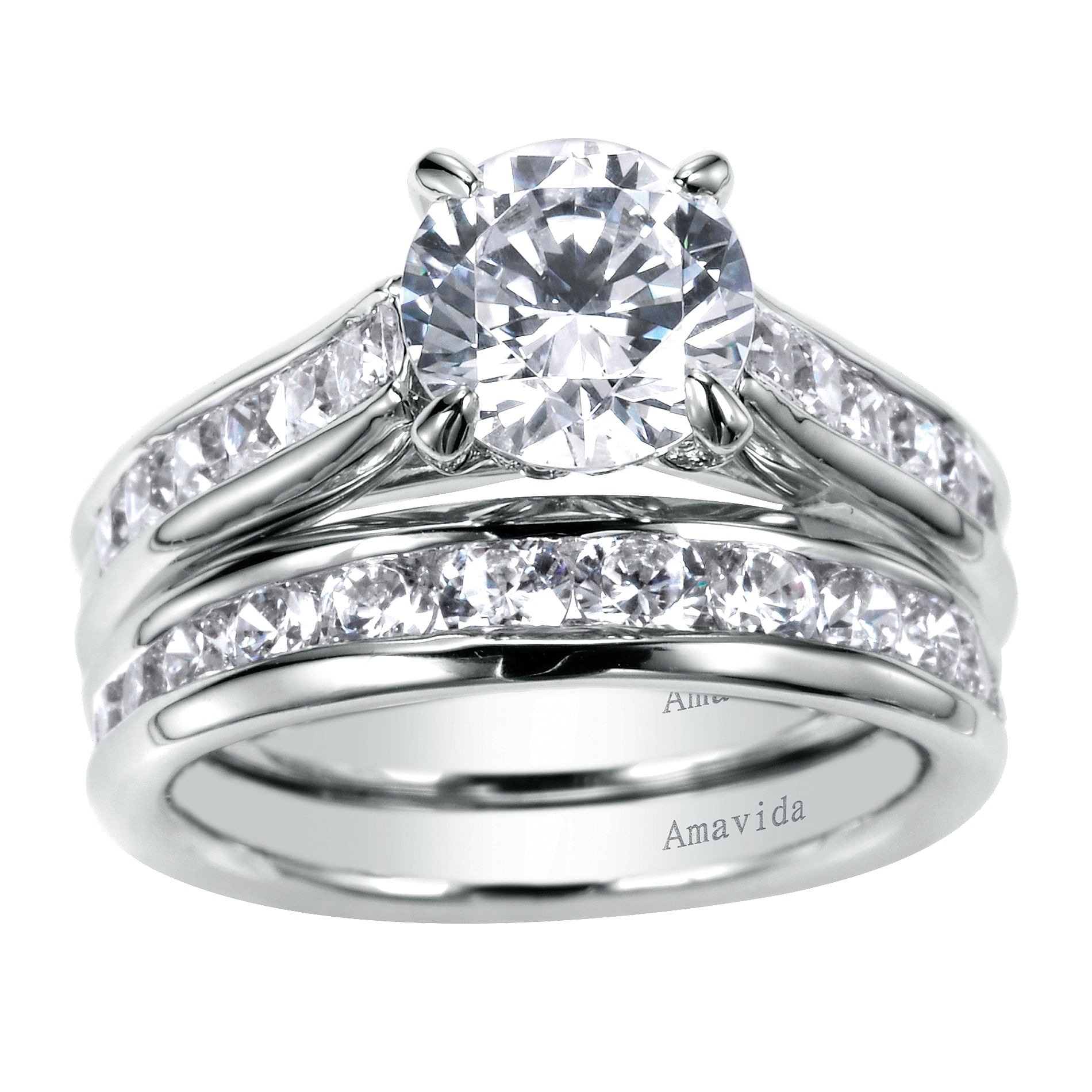 18k White Gold Round Straight Engagement Ring angle 4 18k White Gold Round Straight Engagement Ring angle 4