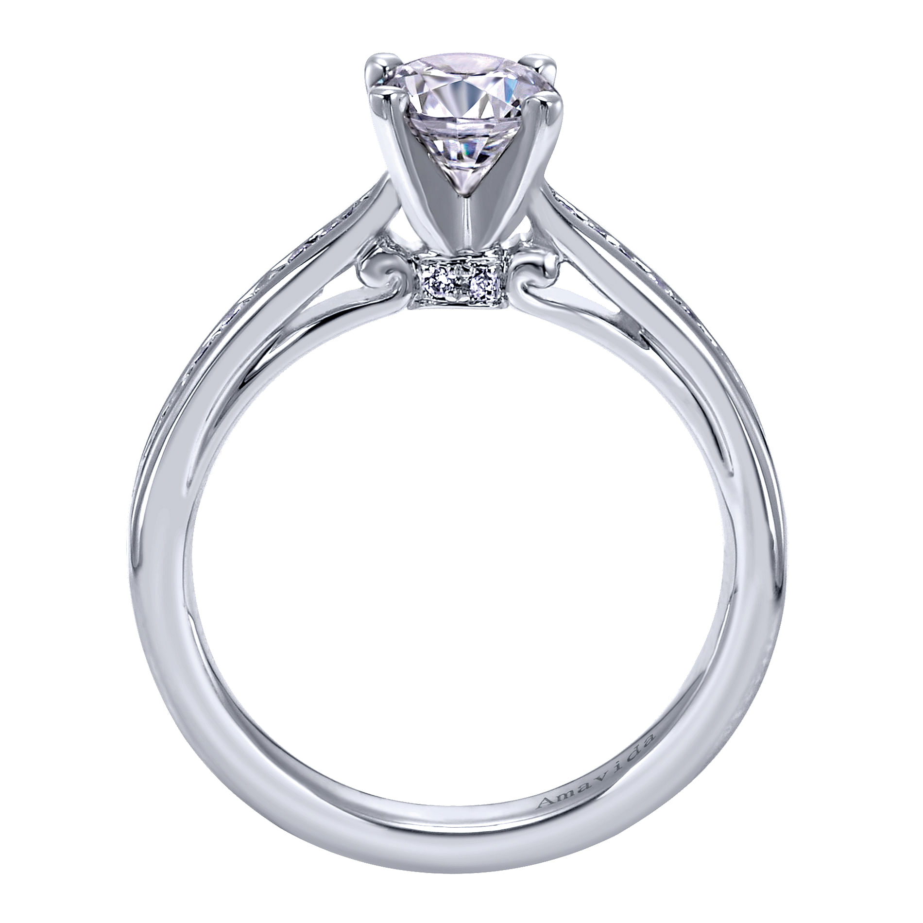 18k White Gold Round Straight Engagement Ring angle 2 18k White Gold Round Straight Engagement Ring angle 2