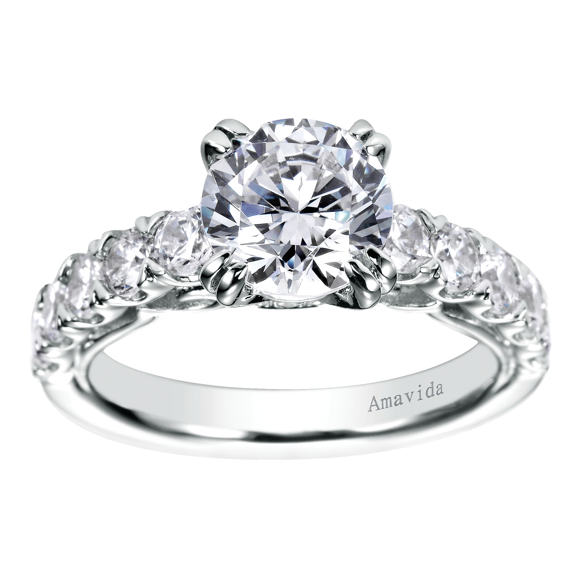 18k White Gold Round Straight Engagement Ring angle 5 18k White Gold Round Straight Engagement Ring angle 5