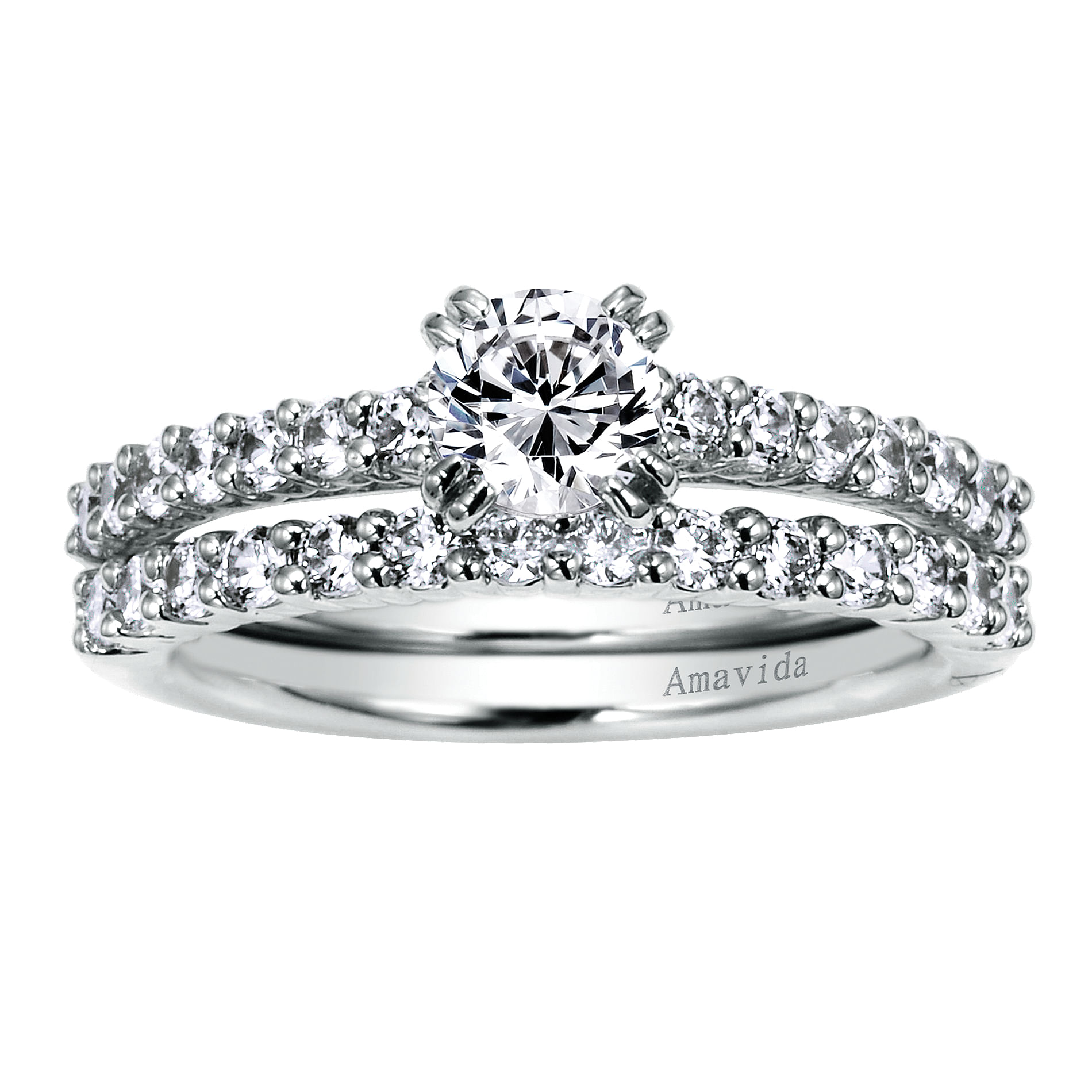 18k White Gold Round Straight Engagement Ring angle 4 18k White Gold Round Straight Engagement Ring angle 4