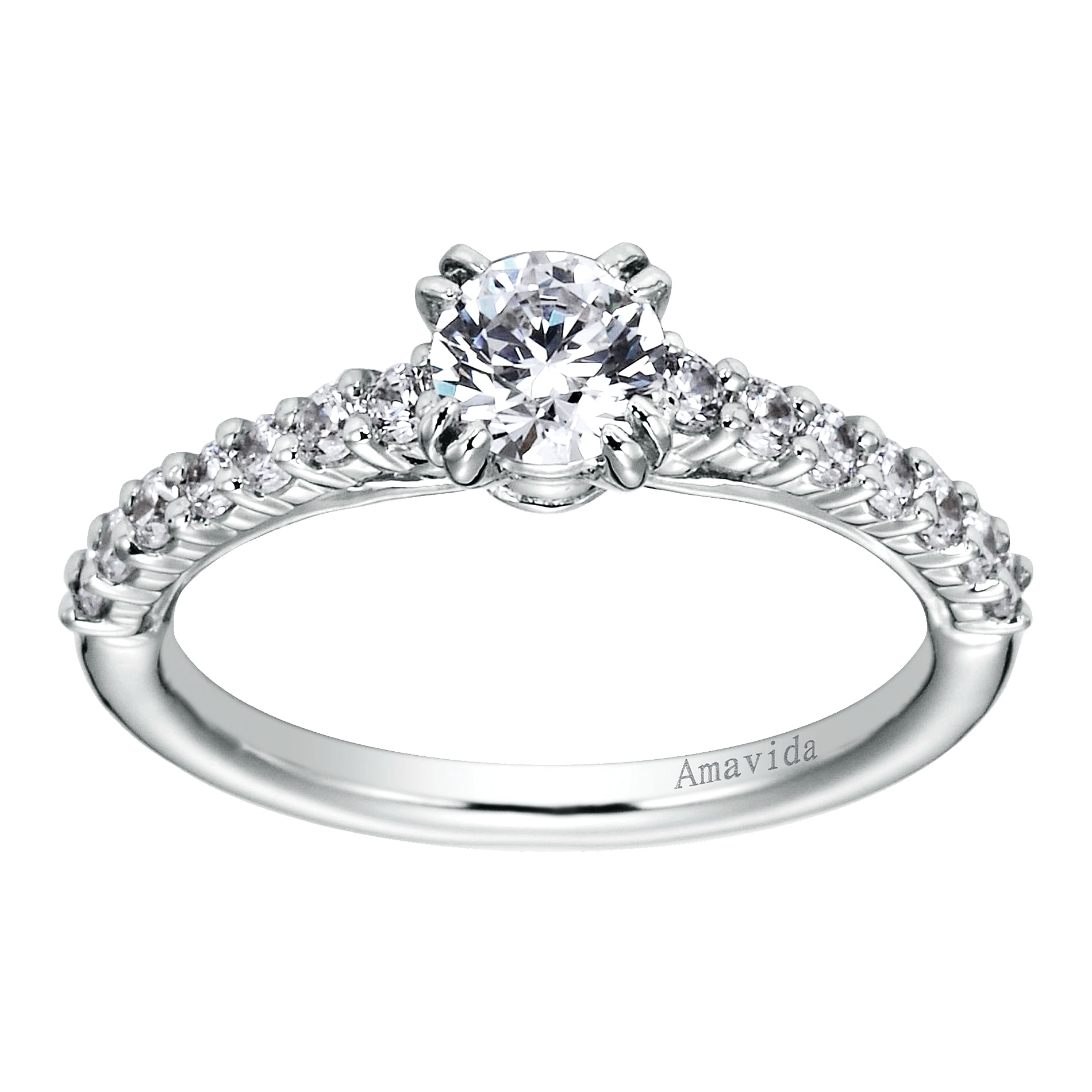 18k White Gold Round Straight Engagement Ring angle 5 18k White Gold Round Straight Engagement Ring angle 5