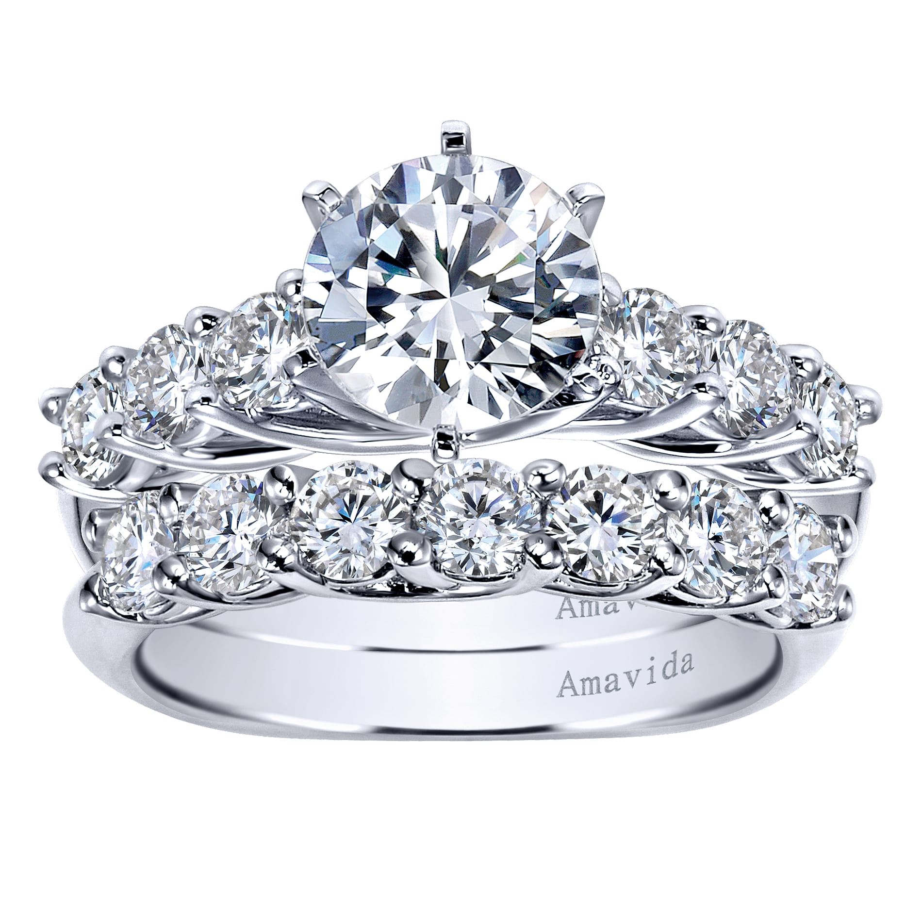 18k White Gold Round Straight Engagement Ring ER6176W83JJ