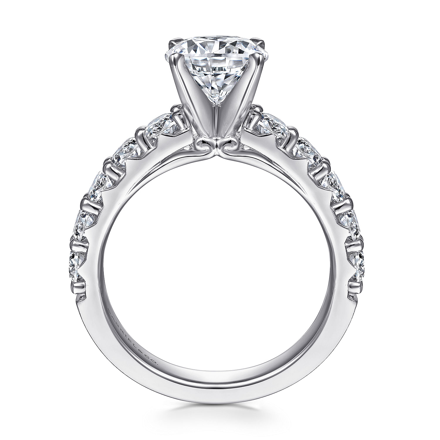 18k White Gold Round Straight Engagement Ring angle 2 18k White Gold Round Straight Engagement Ring angle 2