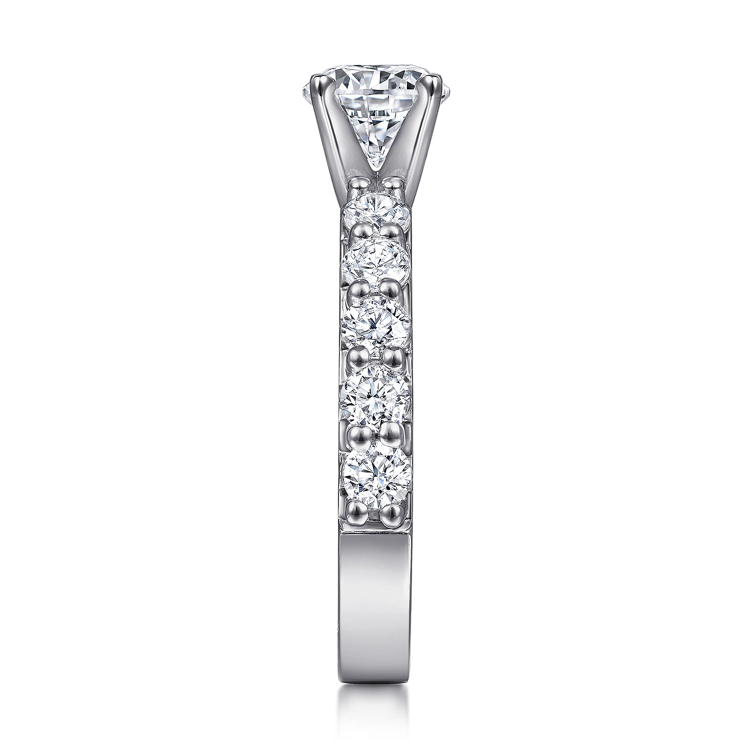 18k White Gold Round Straight Engagement Ring angle 5 18k White Gold Round Straight Engagement Ring angle 5
