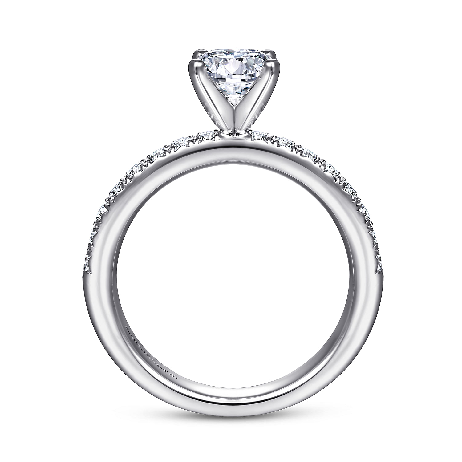 18k White Gold Round Straight Engagement Ring angle 2 18k White Gold Round Straight Engagement Ring angle 2