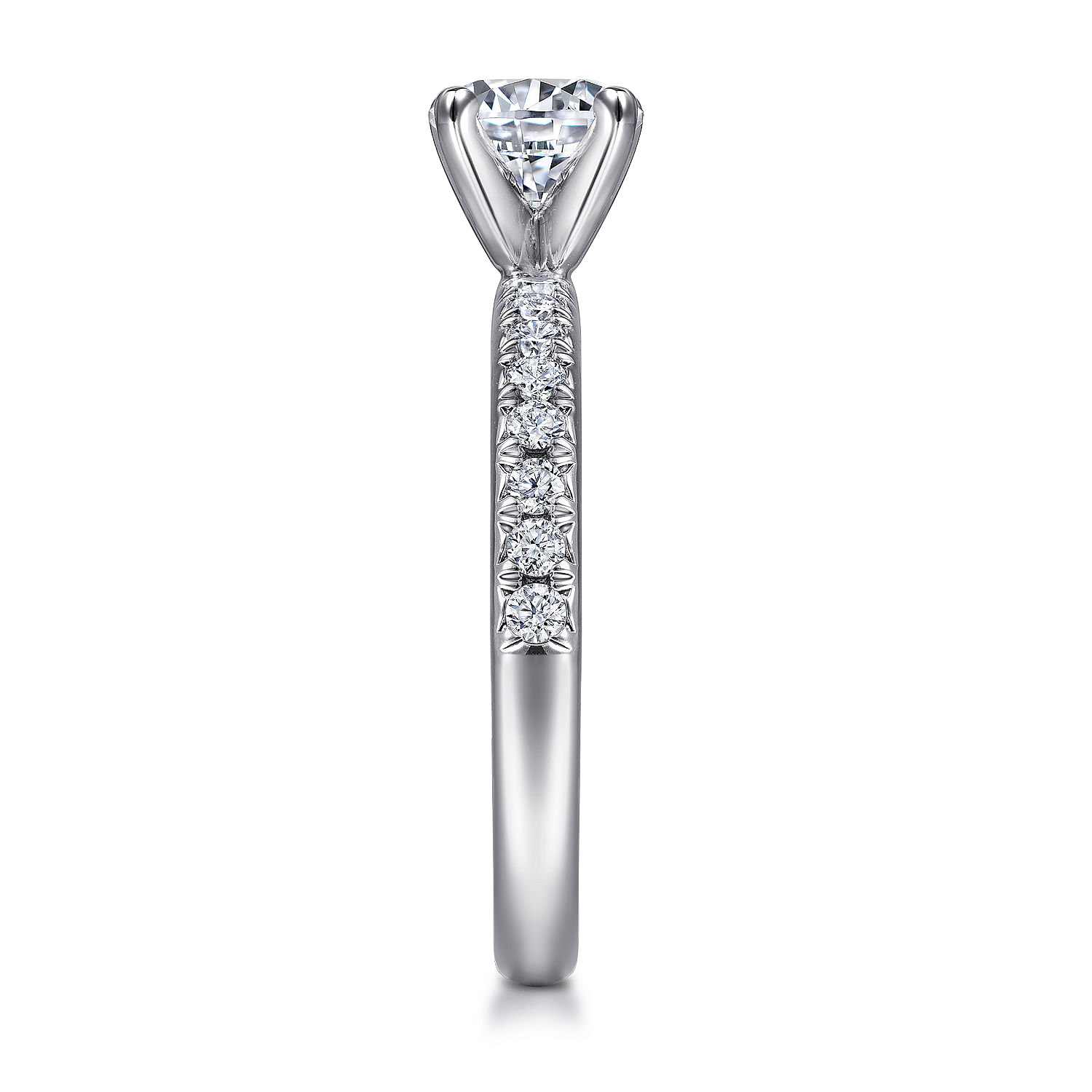 18k White Gold Round Straight Engagement Ring angle 5 18k White Gold Round Straight Engagement Ring angle 5