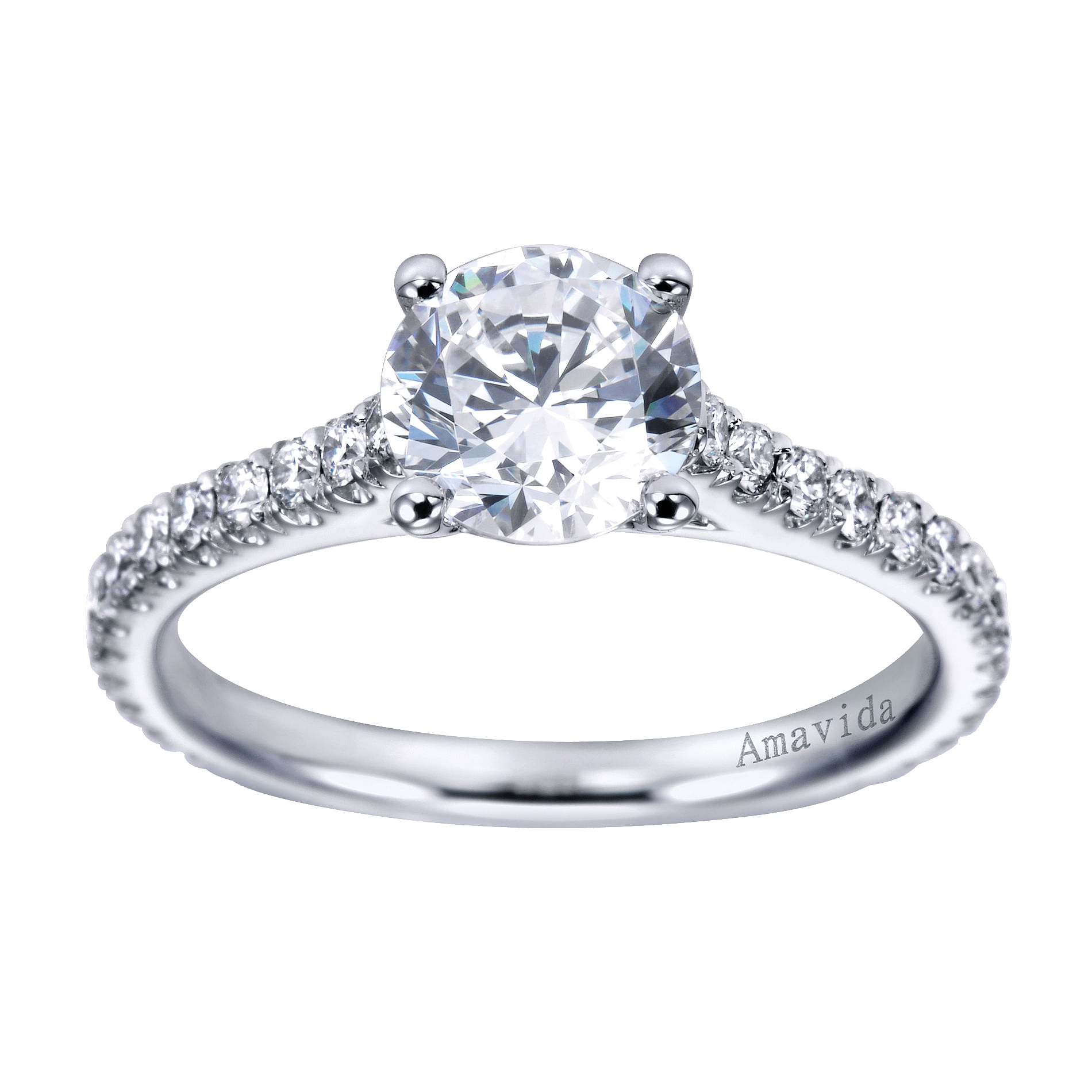 18k White Gold Round Straight Engagement Ring angle 5 18k White Gold Round Straight Engagement Ring angle 5