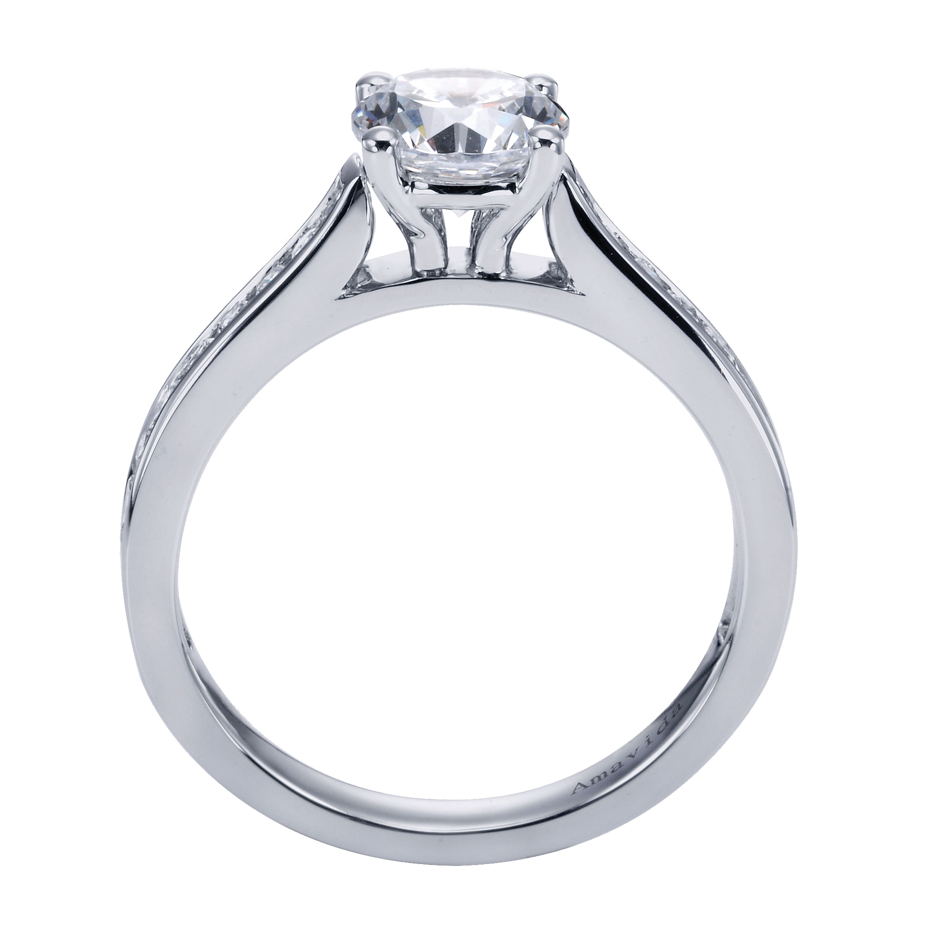 18k White Gold Round Straight Engagement Ring angle 2 18k White Gold Round Straight Engagement Ring angle 2