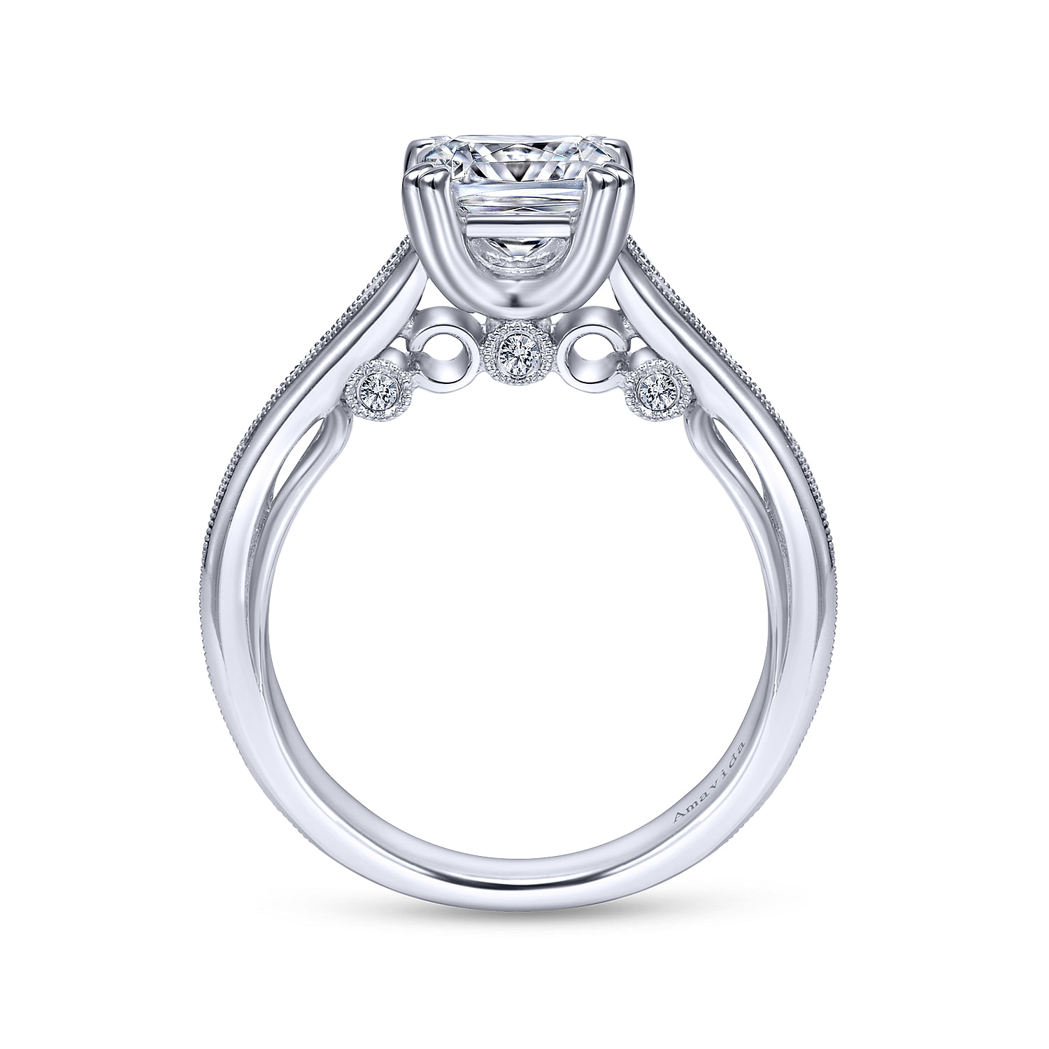 18k White Gold Round Straight Engagement Ring angle 2 18k White Gold Round Straight Engagement Ring angle 2