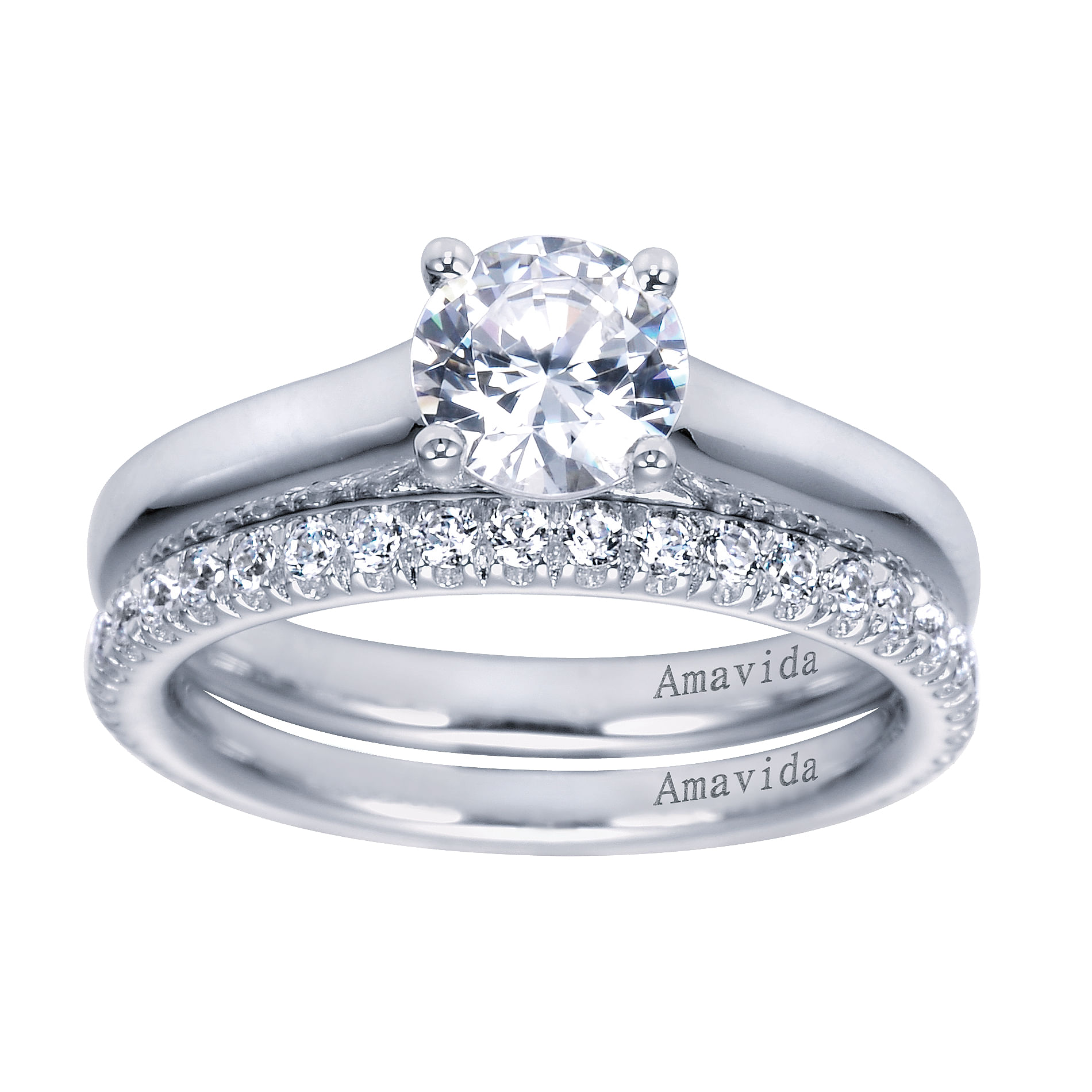 18k White Gold Solitaire Engagement Ring angle 4 18k White Gold Solitaire Engagement Ring angle 4