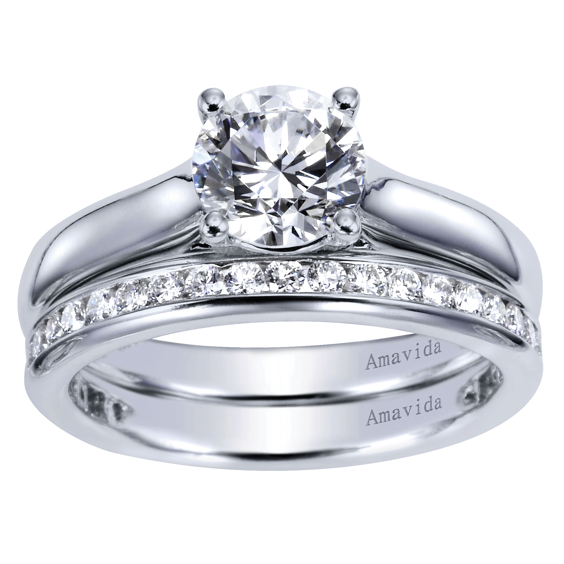 18k White Gold Solitaire Engagement Ring angle 4 18k White Gold Solitaire Engagement Ring angle 4