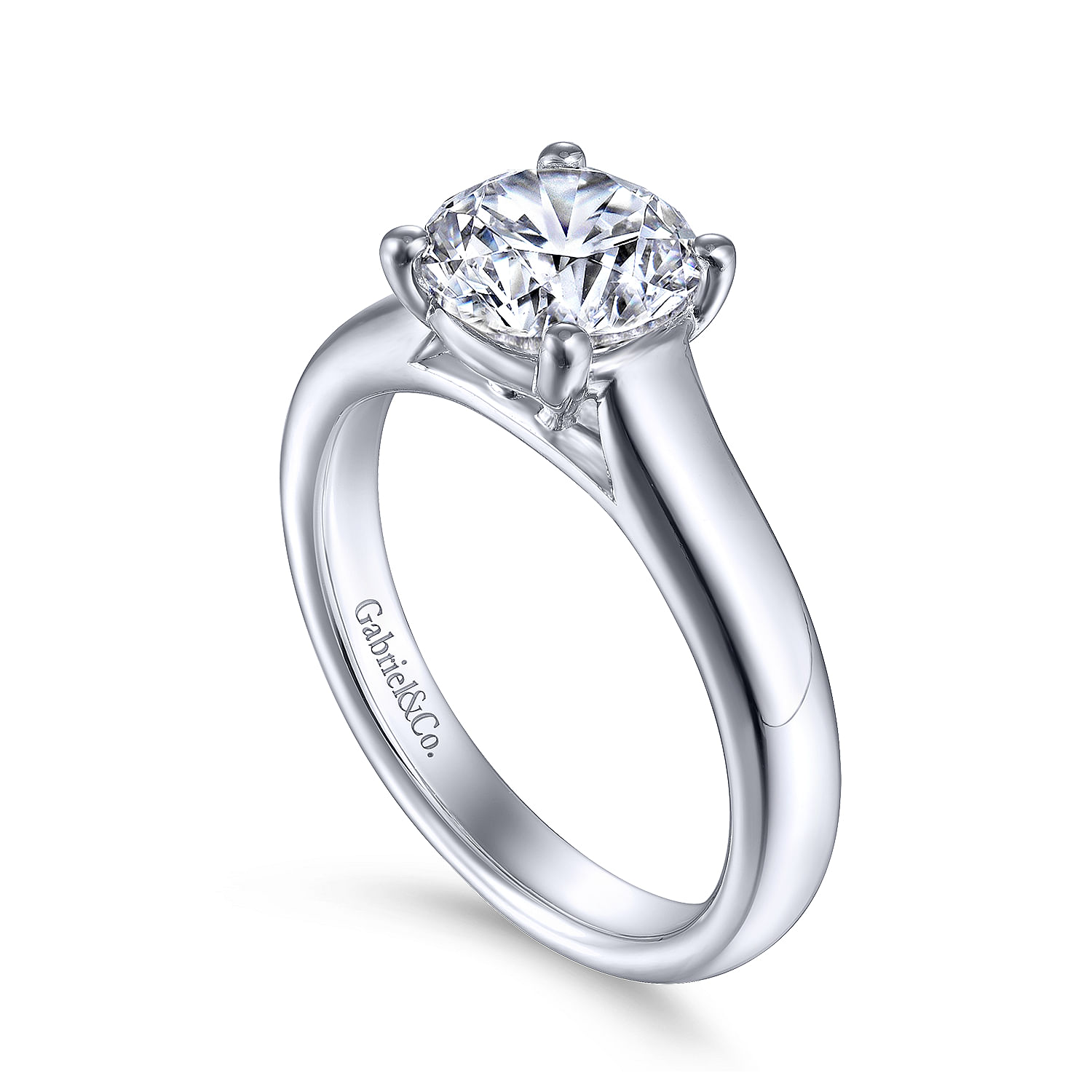 18k White Gold Solitaire Engagement Ring angle 3 18k White Gold Solitaire Engagement Ring angle 3