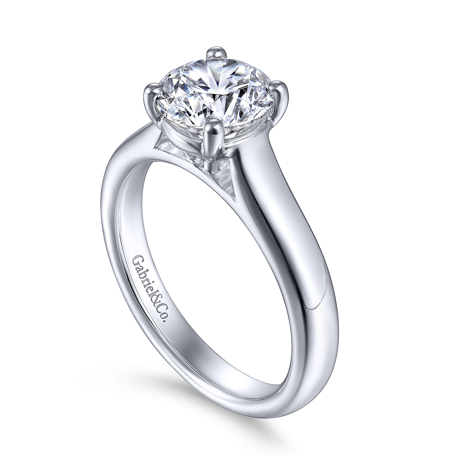 18k White Gold Solitaire Engagement Ring angle 3 18k White Gold Solitaire Engagement Ring angle 3