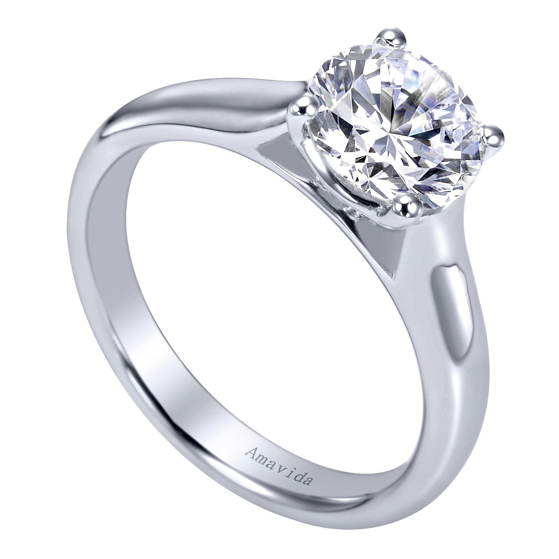 18k White Gold Solitaire Engagement Ring angle 3 18k White Gold Solitaire Engagement Ring angle 3