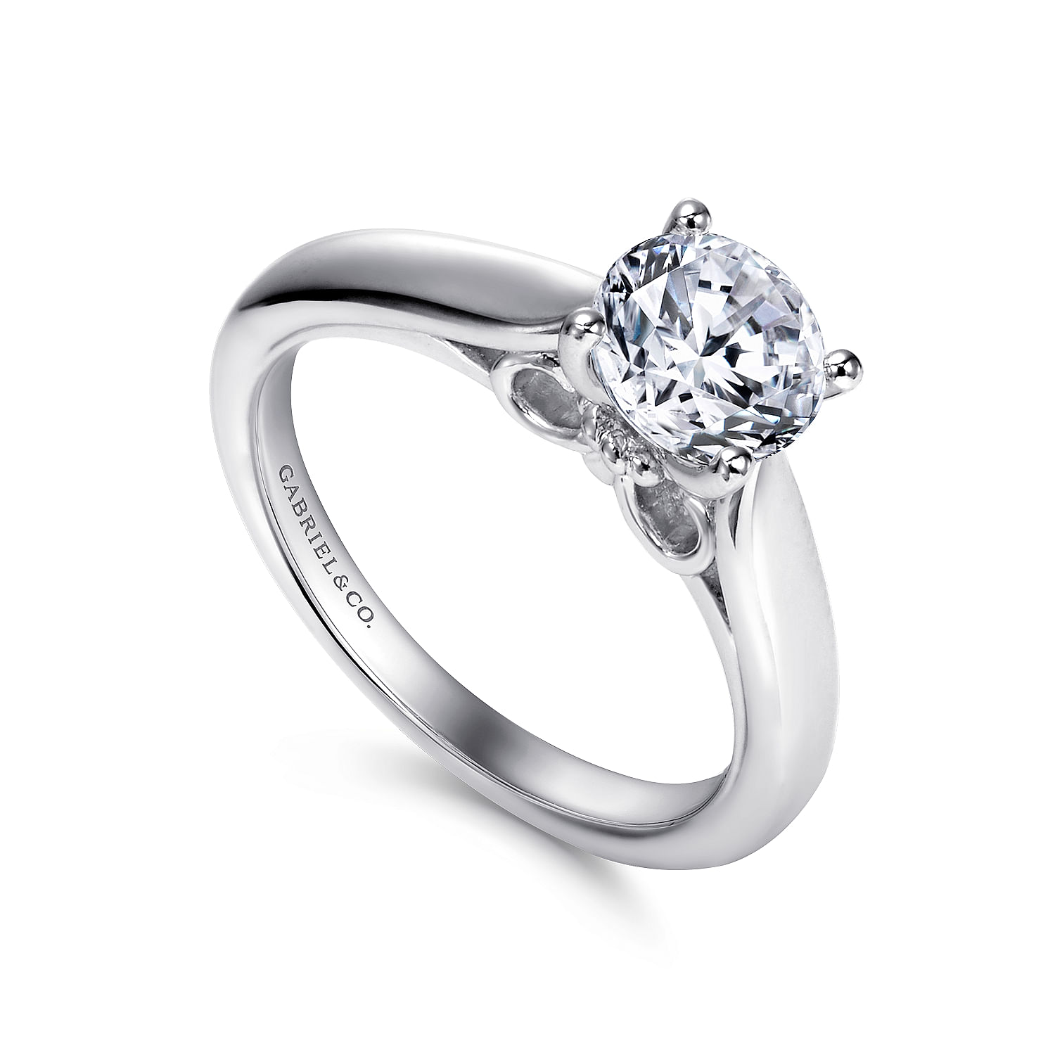 18k White Gold Solitaire Engagement Ring angle 3 18k White Gold Solitaire Engagement Ring angle 3