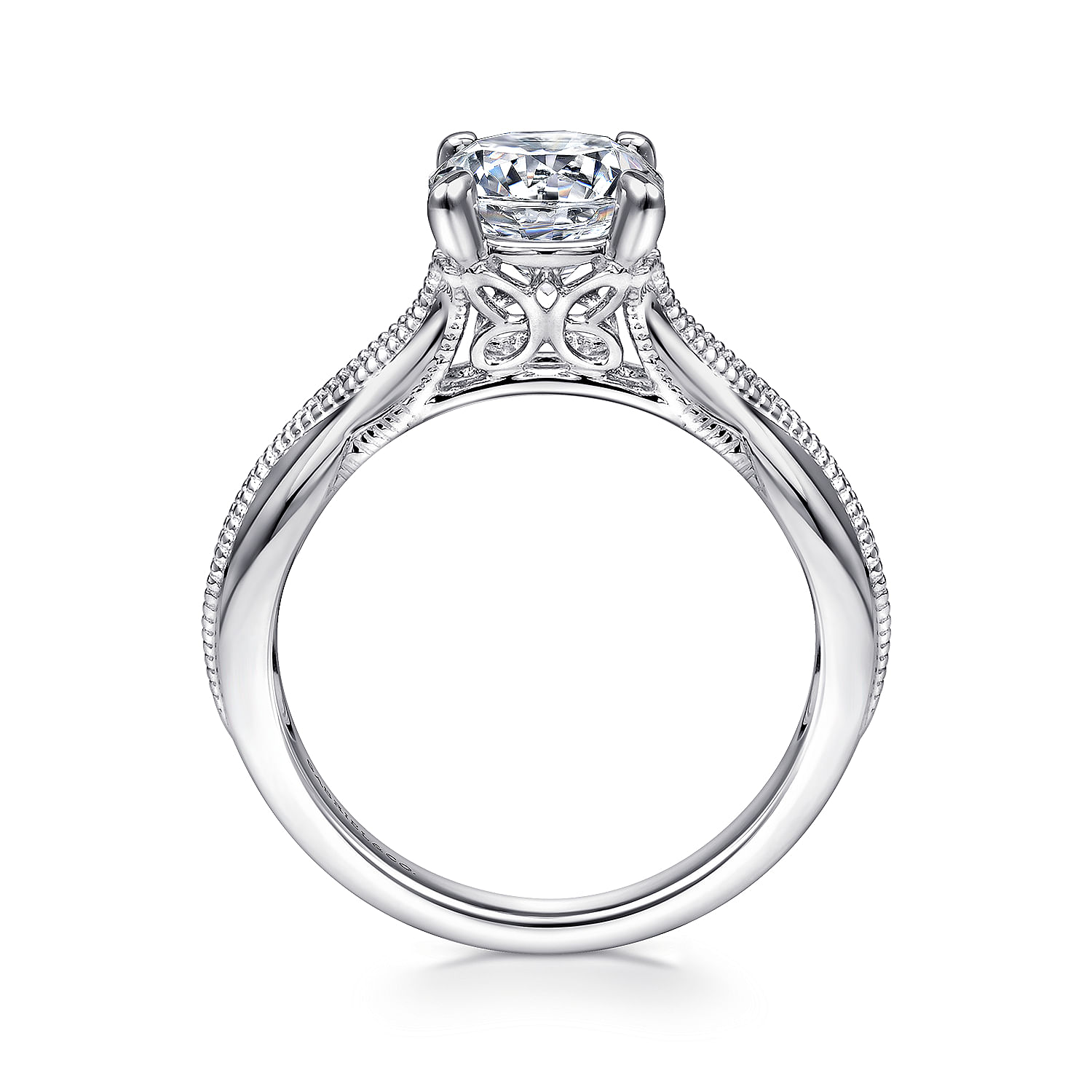 18k White Gold Split Shank Engagement Ring angle 2 18k White Gold Split Shank Engagement Ring angle 2