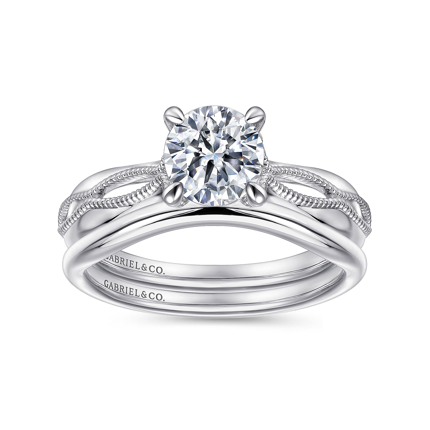 18k White Gold Split Shank Engagement Ring angle 4 18k White Gold Split Shank Engagement Ring angle 4