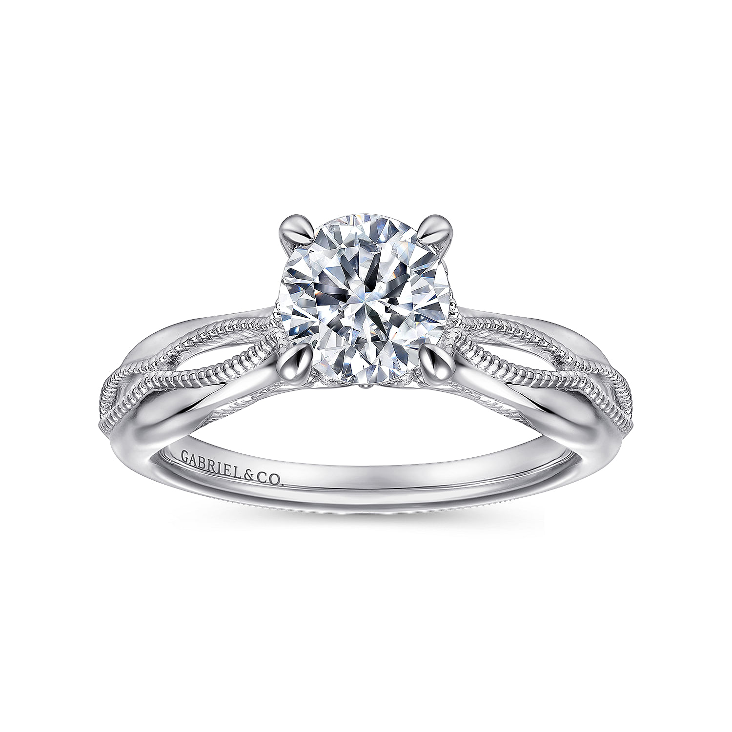 18k White Gold Split Shank Engagement Ring angle 5 18k White Gold Split Shank Engagement Ring angle 5