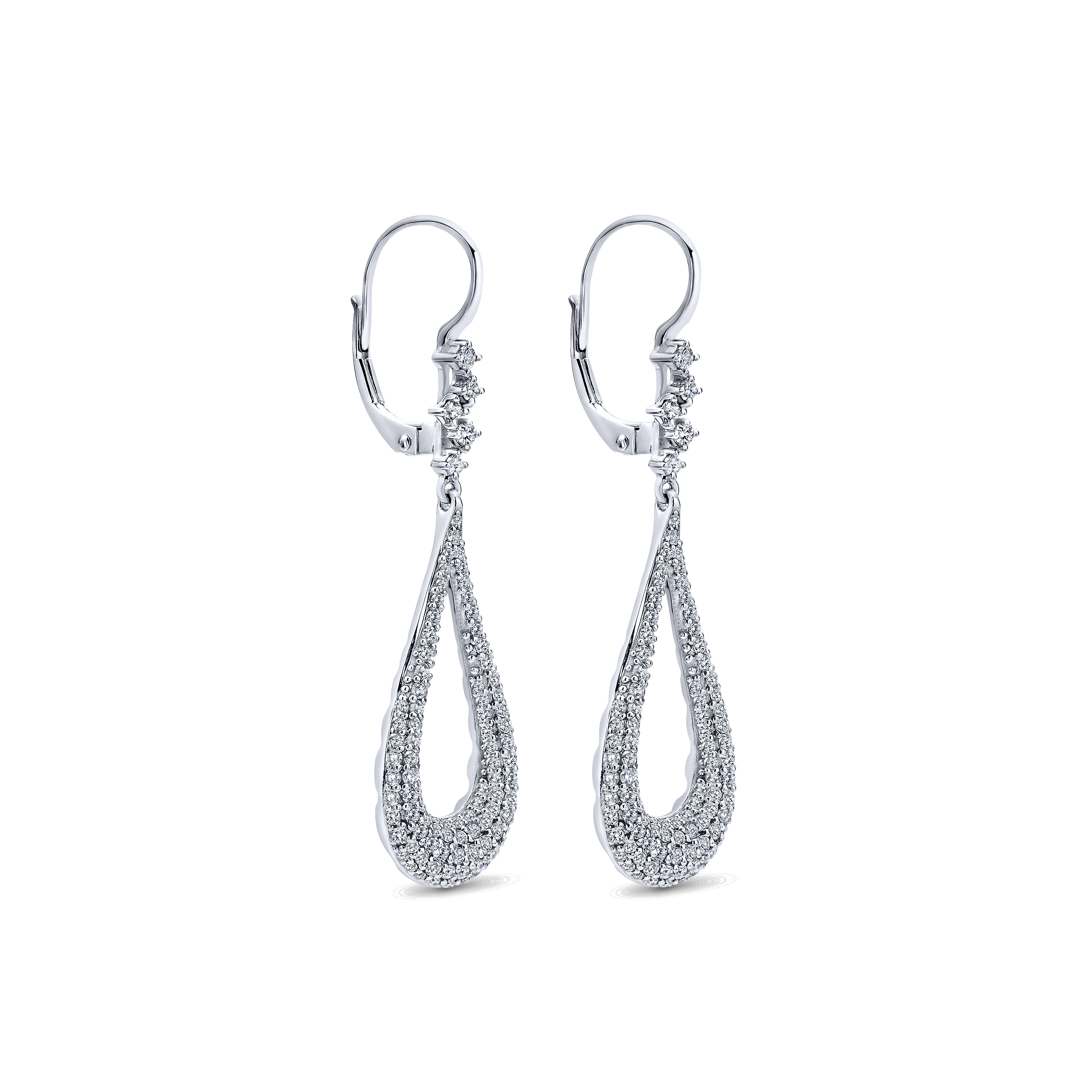 18k White Gold Teardrop Pave Diamond Drop Earrings angle 2 18k White Gold Teardrop Pave Diamond Drop Earrings angle 2