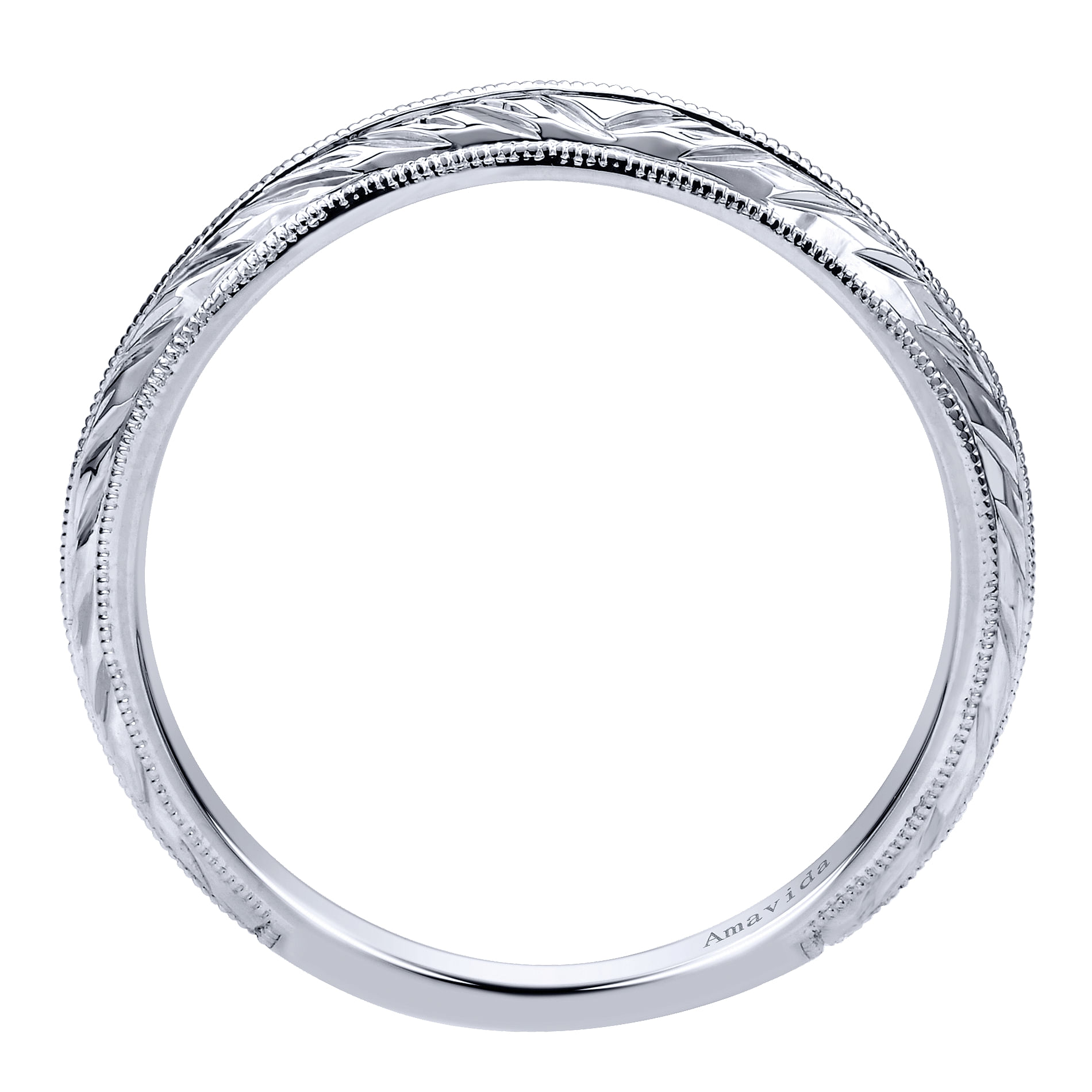 18k White Gold Victorian Curved Wedding Band angle 2 18k White Gold Victorian Curved Wedding Band angle 2