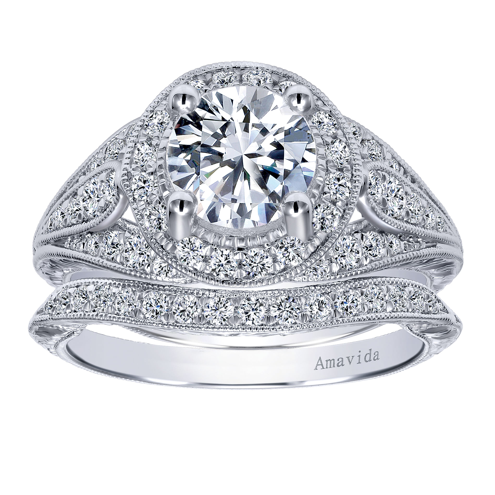 18k White Gold Victorian Curved Wedding Band angle 4 18k White Gold Victorian Curved Wedding Band angle 4