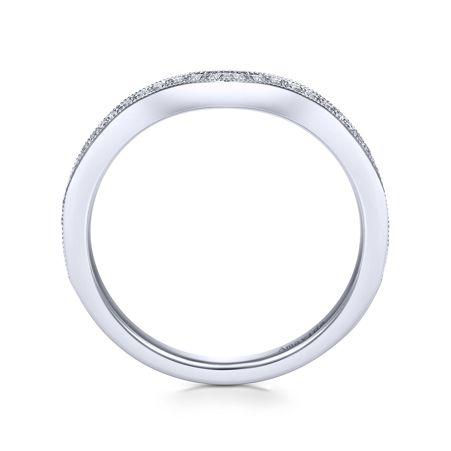 18k White Gold Victorian Curved Wedding Band angle 2 18k White Gold Victorian Curved Wedding Band angle 2