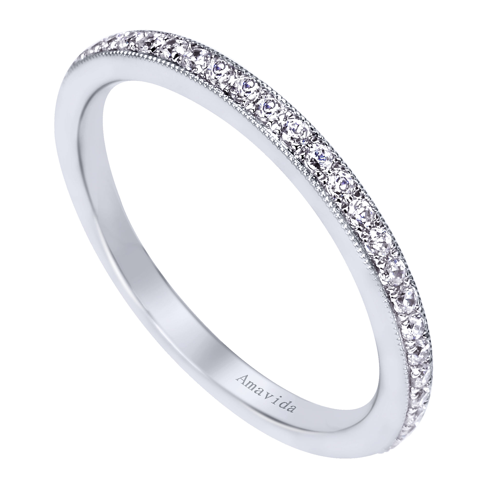18k White Gold Victorian Straight Wedding Band angle 3 18k White Gold Victorian Straight Wedding Band angle 3