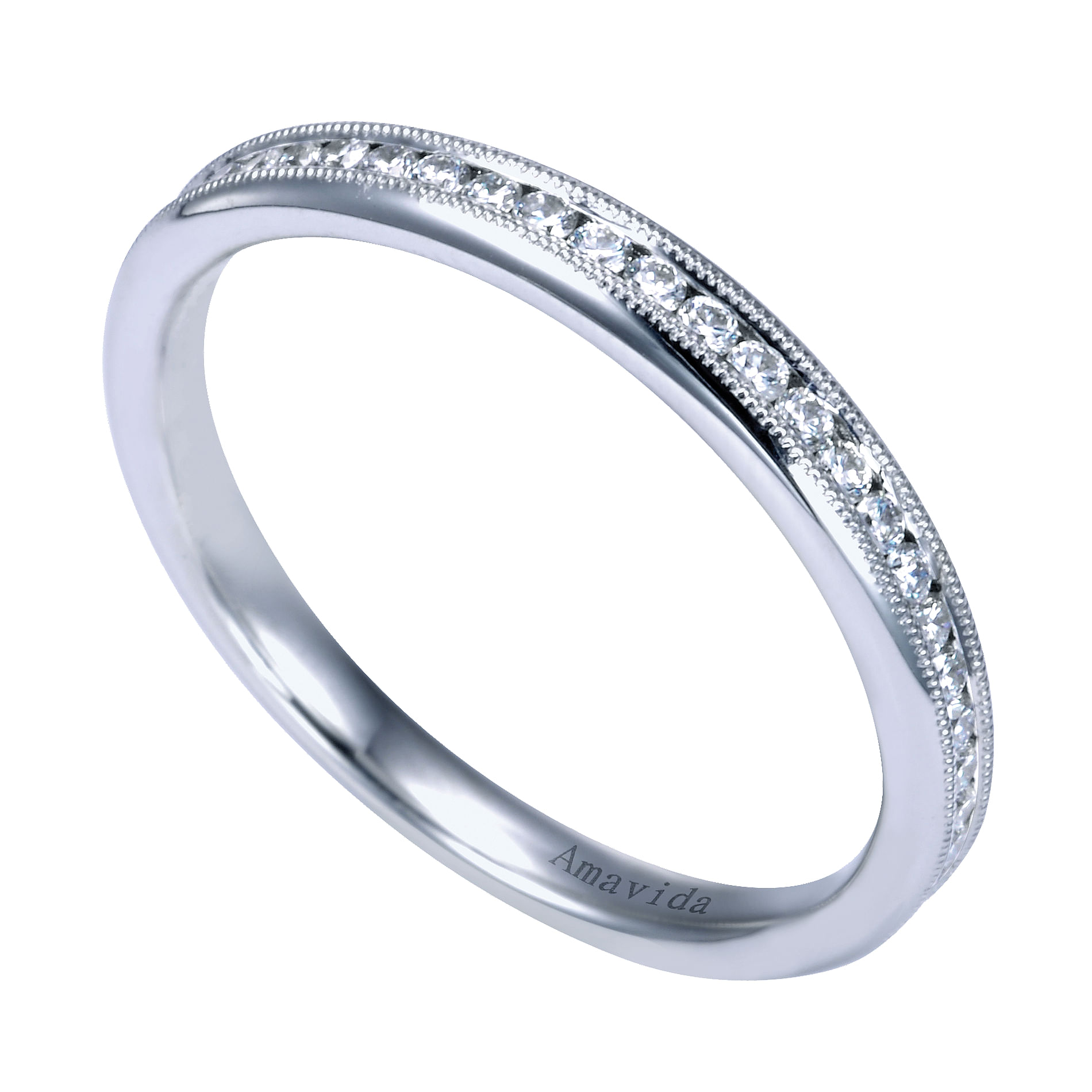 18k White Gold Victorian Straight Wedding Band angle 3 18k White Gold Victorian Straight Wedding Band angle 3