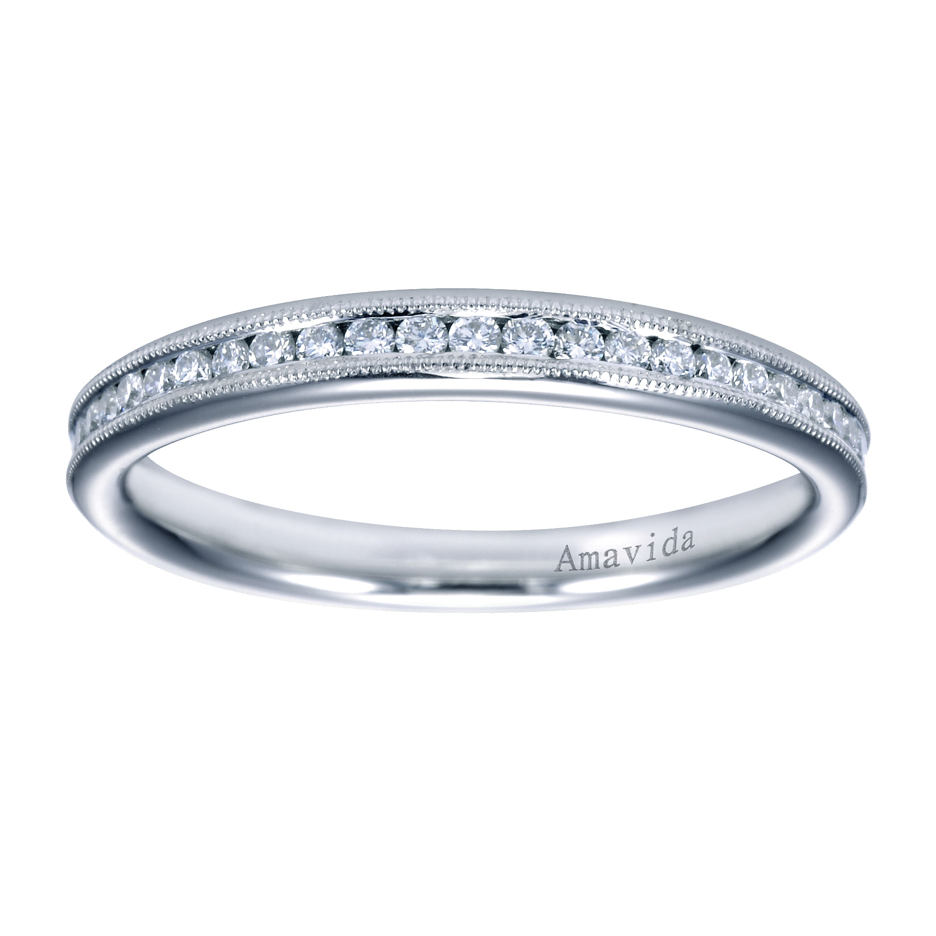 18k White Gold Victorian Straight Wedding Band angle 5 18k White Gold Victorian Straight Wedding Band angle 5
