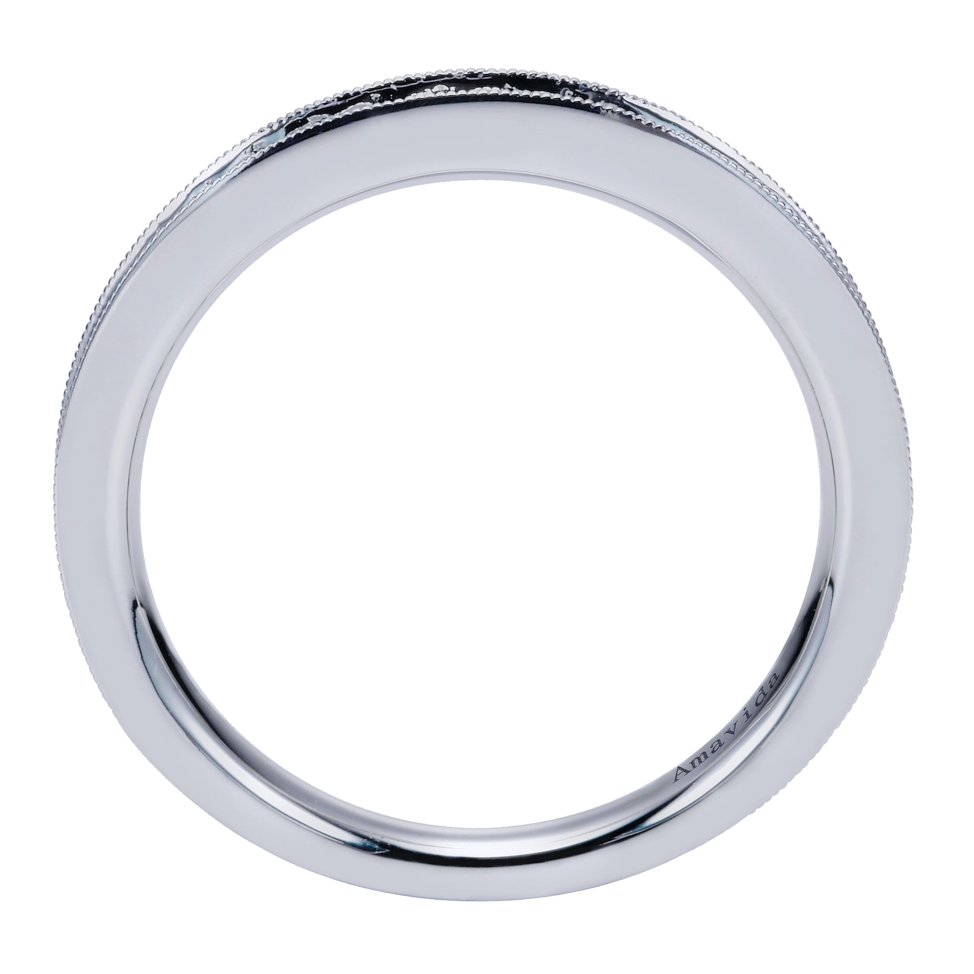 18k White Gold Victorian Straight Wedding Band angle 2 18k White Gold Victorian Straight Wedding Band angle 2