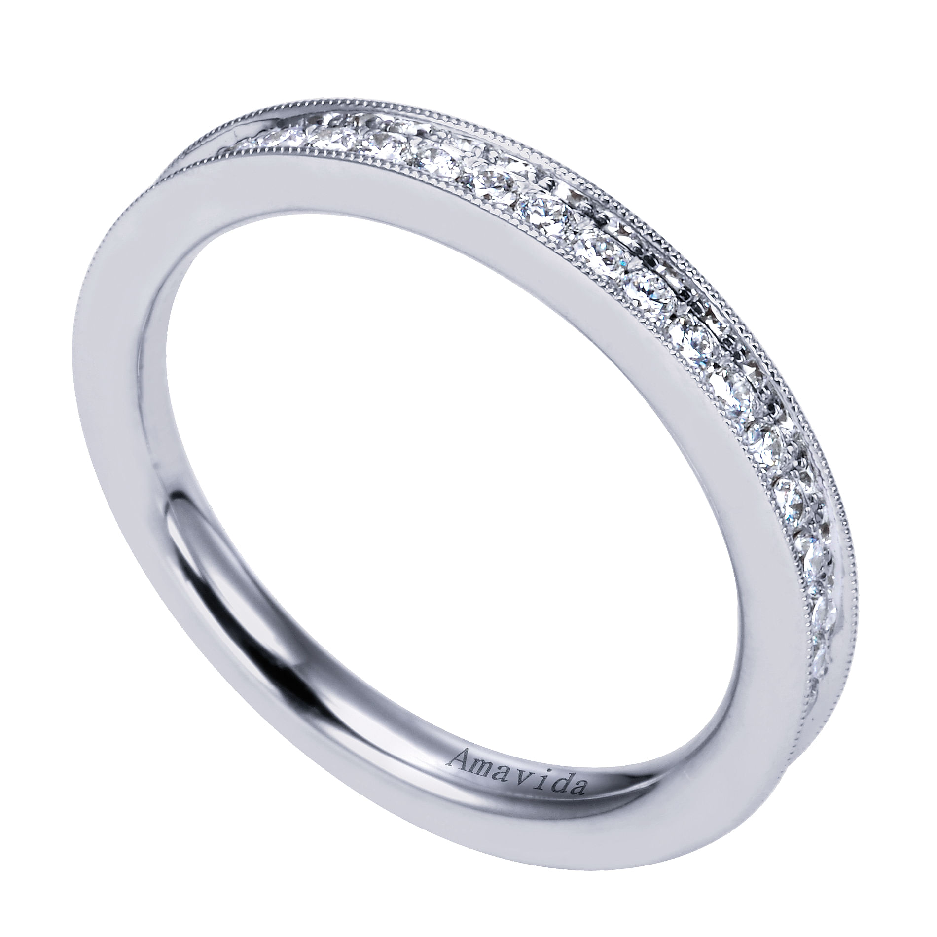 18k White Gold Victorian Straight Wedding Band angle 3 18k White Gold Victorian Straight Wedding Band angle 3