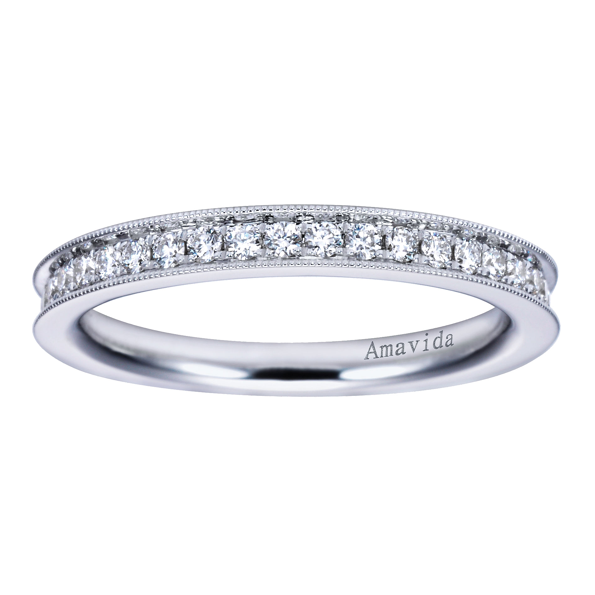 18k White Gold Victorian Straight Wedding Band angle 5 18k White Gold Victorian Straight Wedding Band angle 5